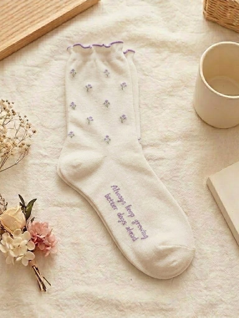 Korean Berry Bloom Women's High Crew Socks 