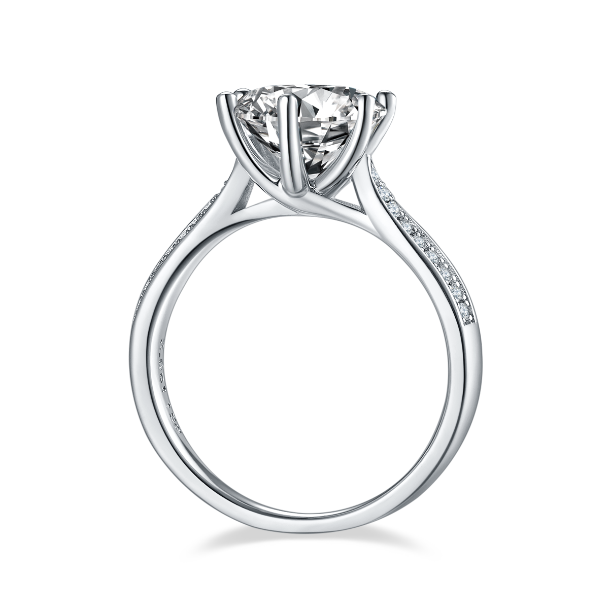 星光皇後S925銀鍍白金D級莫桑鑽戒指3卡