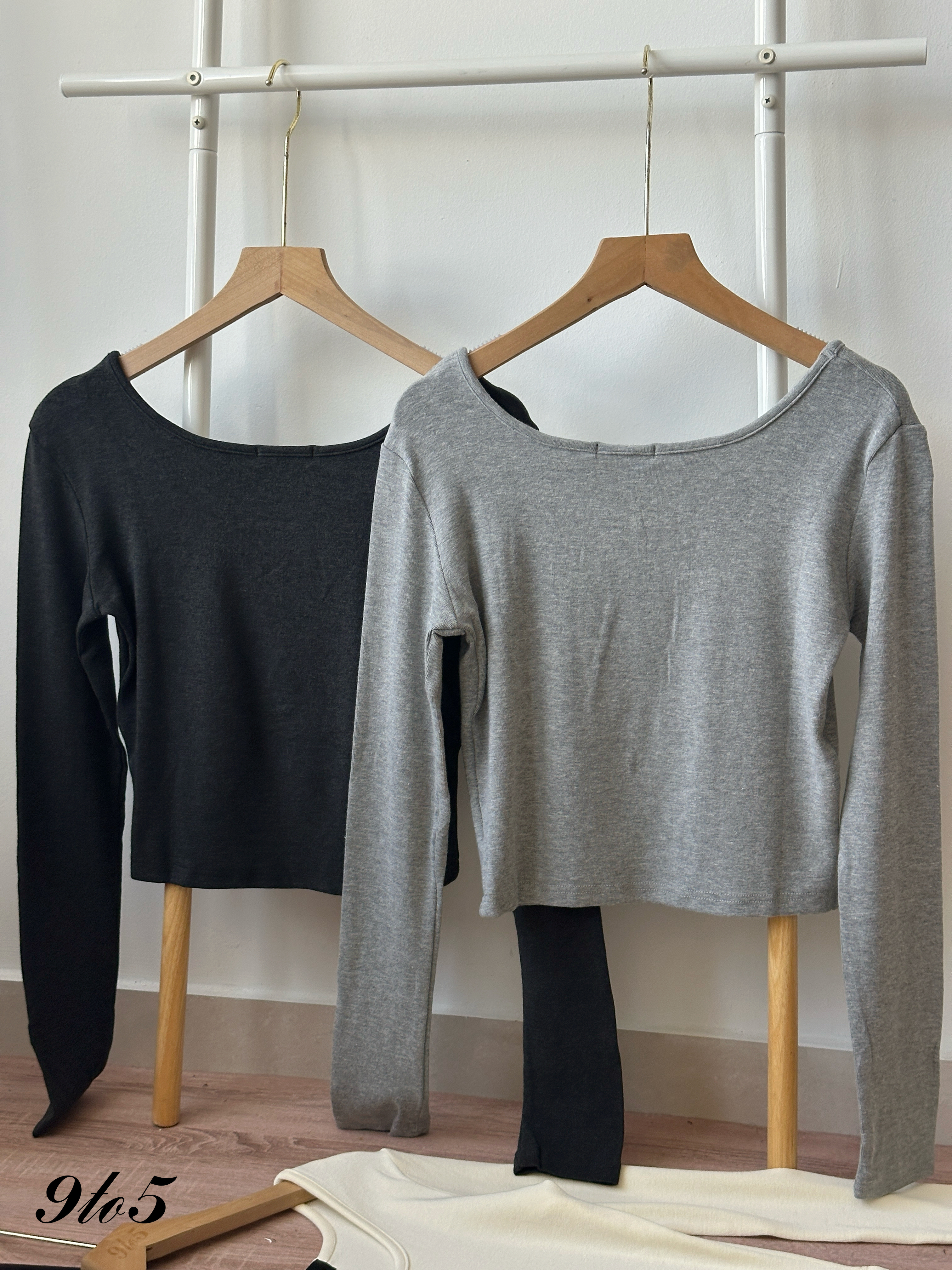 T4365 Long Sleeve Square Neck Top - 4 Colors 