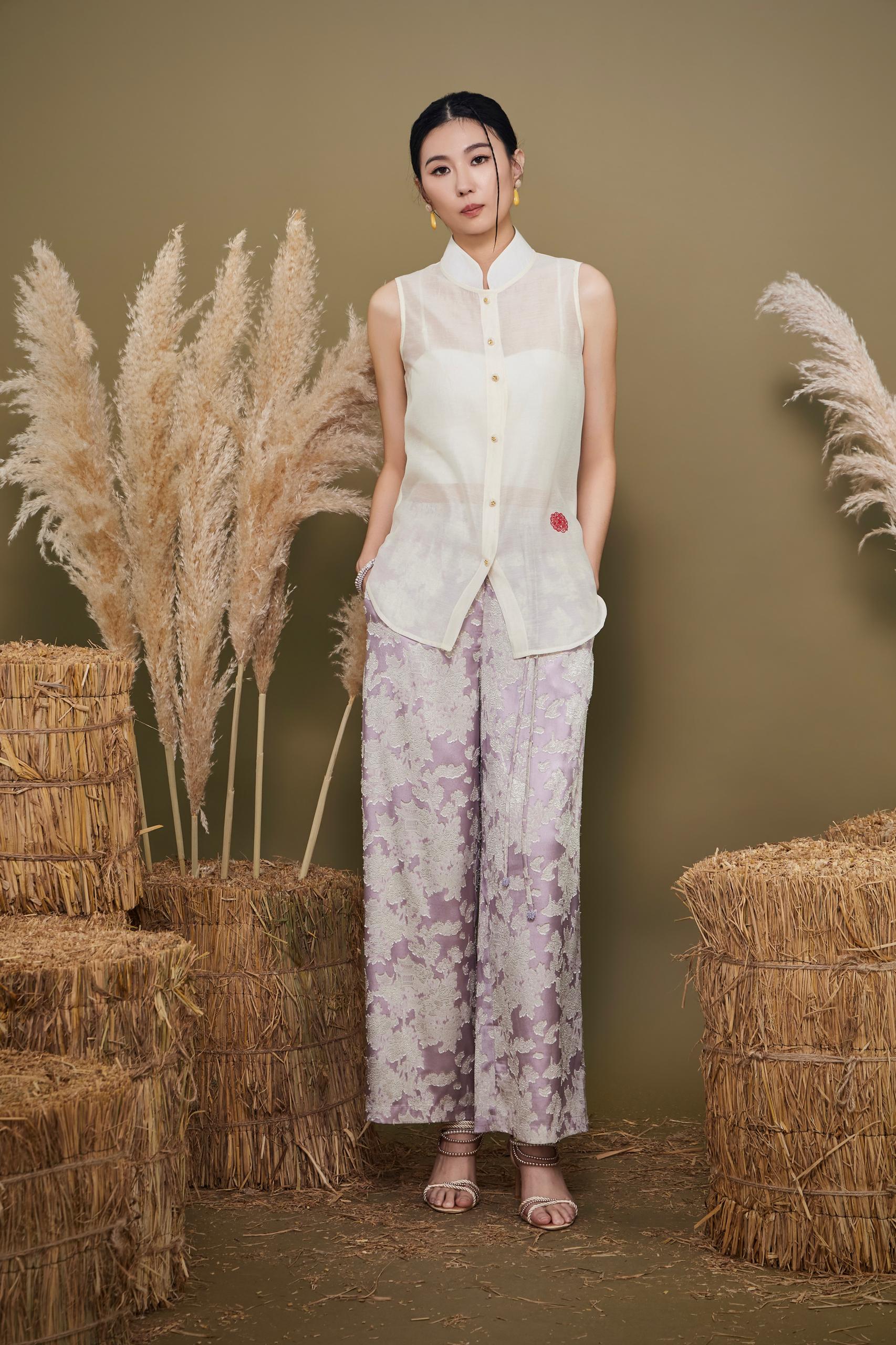 CP1677-1 JIN EMBD JACQUARD STRAIGHT PANT