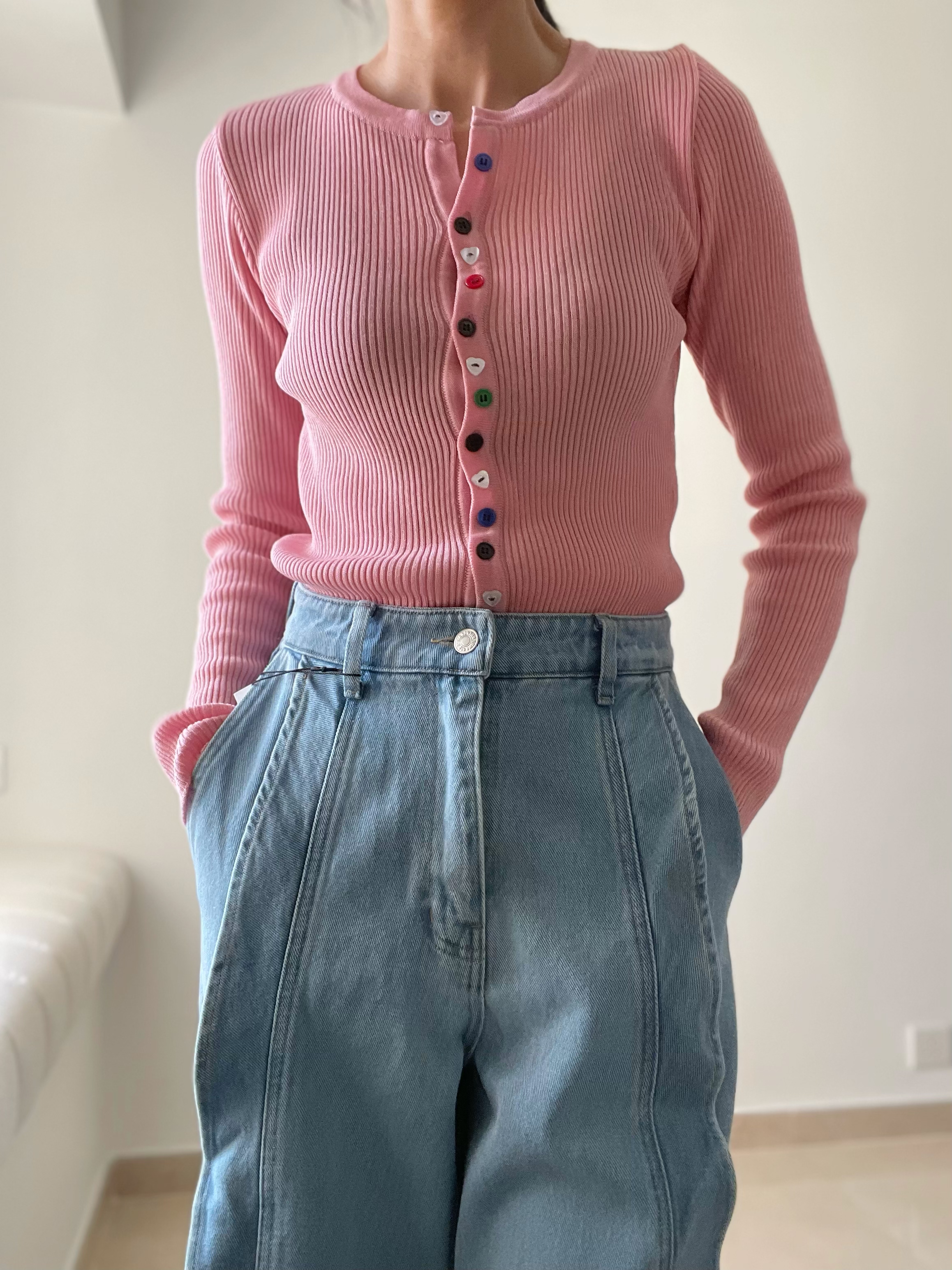 Rainbow buttons cardi/top