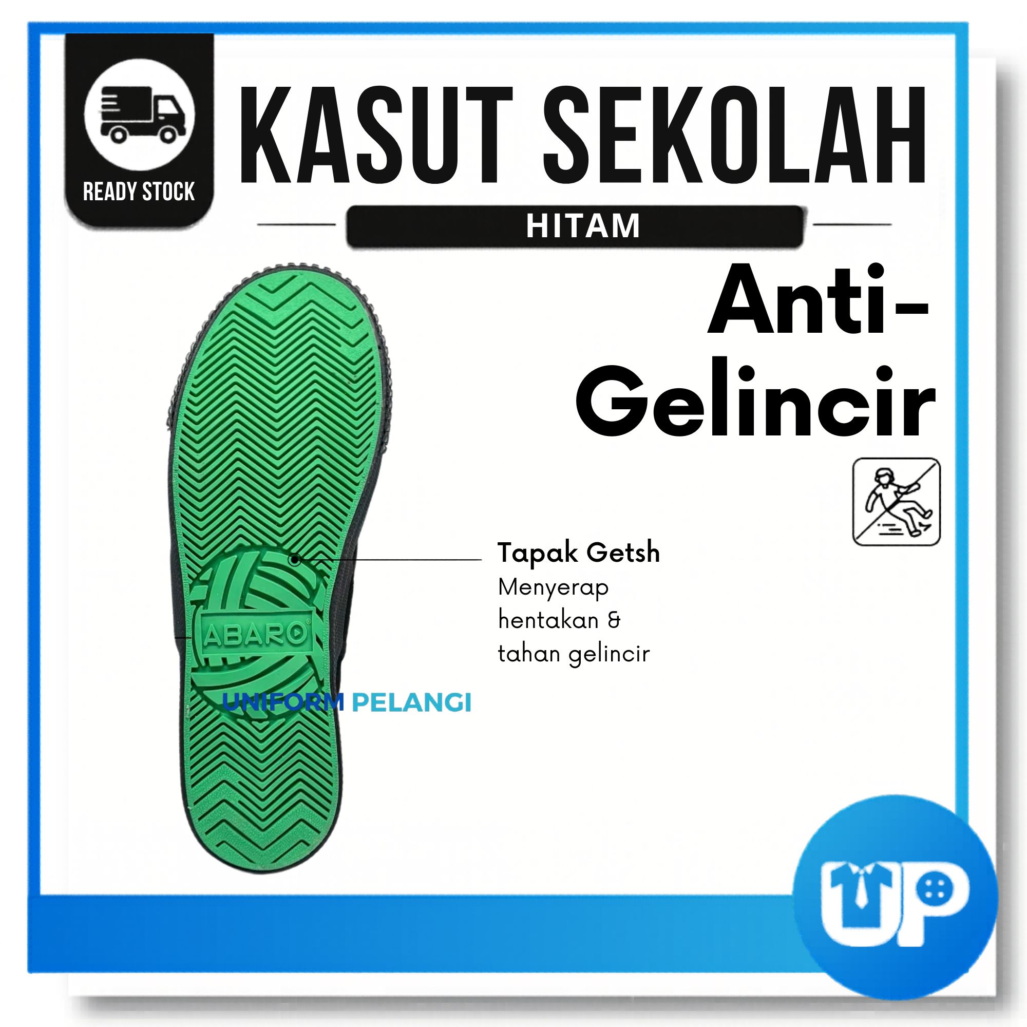ABARO Takraw Kasut Sekolah Hitam | Sepak Takraw Shoes