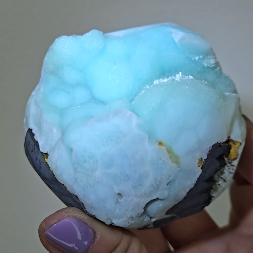 Blue aragonite with botryoidal bubble formations - AR55