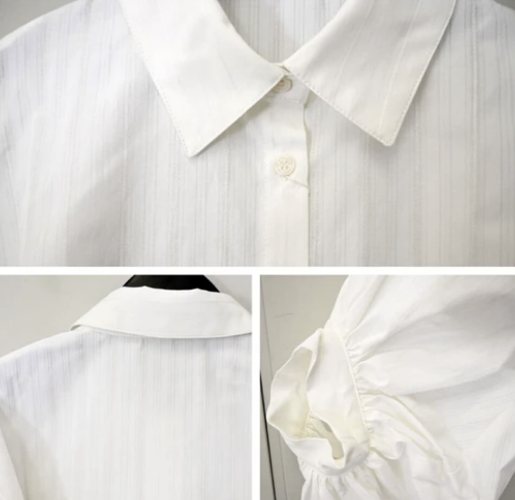 多比條紋蓬袖襯衫 - 2026 流行穿搭  長䄂襯衫 春夏時尚穿搭 柔軟舒適 日常穿搭 易於配搭 日本直送   #JP-I-260030