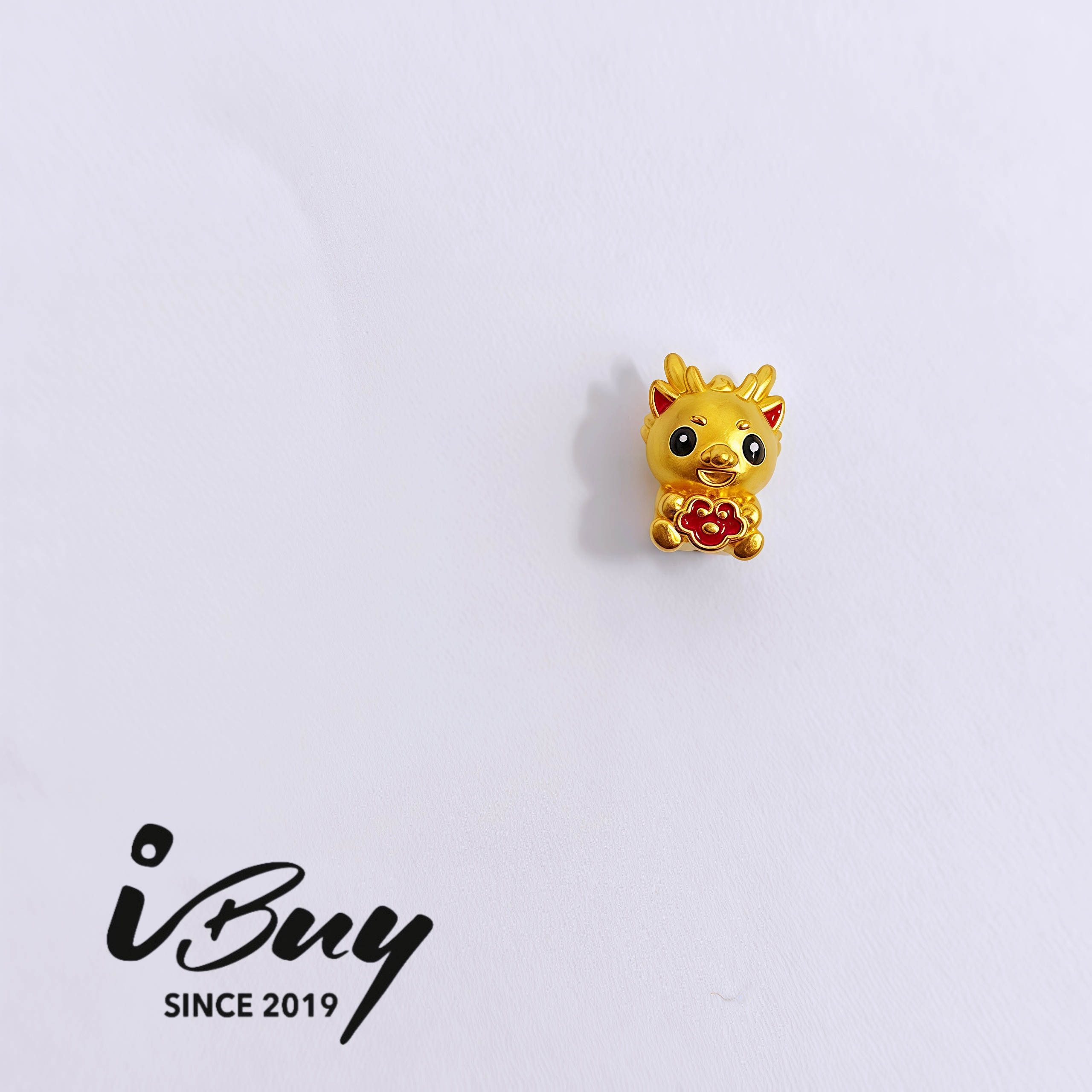 999 GOLD ENAMEL FIVE BLESSING DRAGON WITH RUYI 999 金 珐琅五福龙串咀-如意