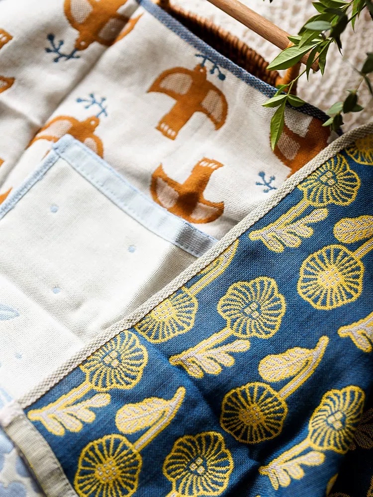 日本製純棉飛鳥花朵抹布