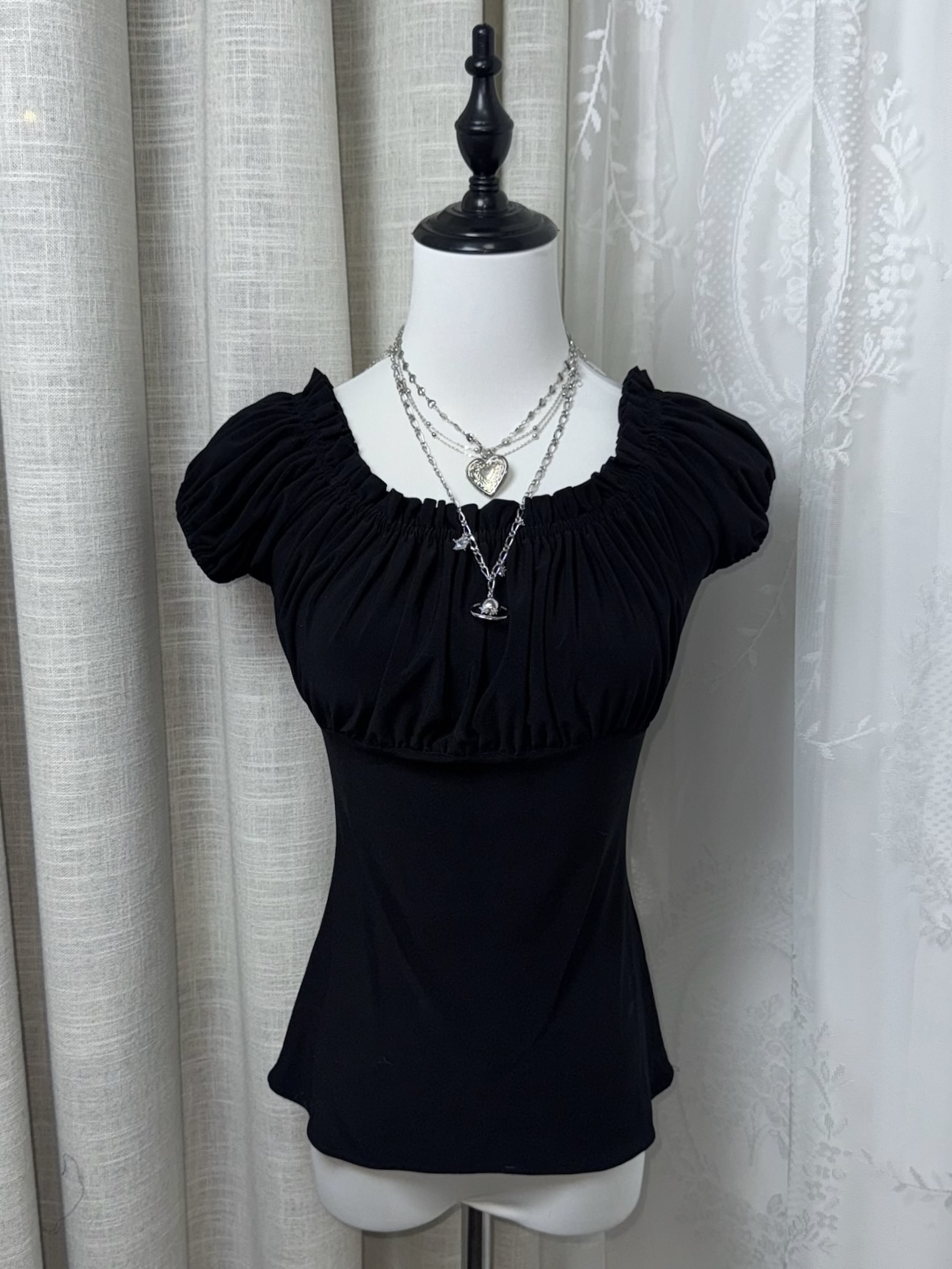 Off-The-Shoulder Ruched Frill Top
