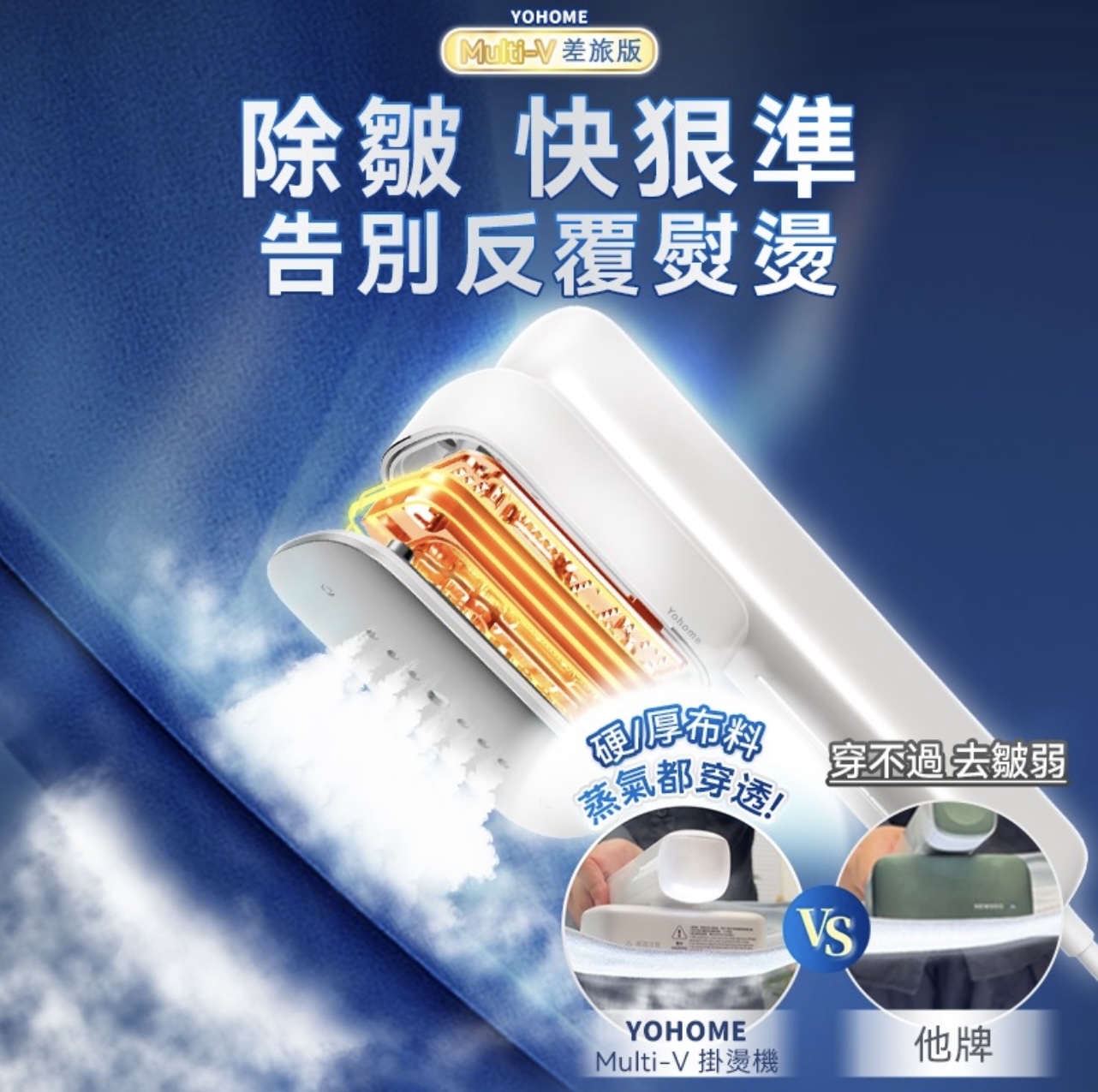 💜現貨包順豐櫃🎉新品上市 🙋‍♀️日本Yohome Multi-V輕感旋轉多衣適溫即熱大面積除皺蟎菌雙淨掛燙機 —