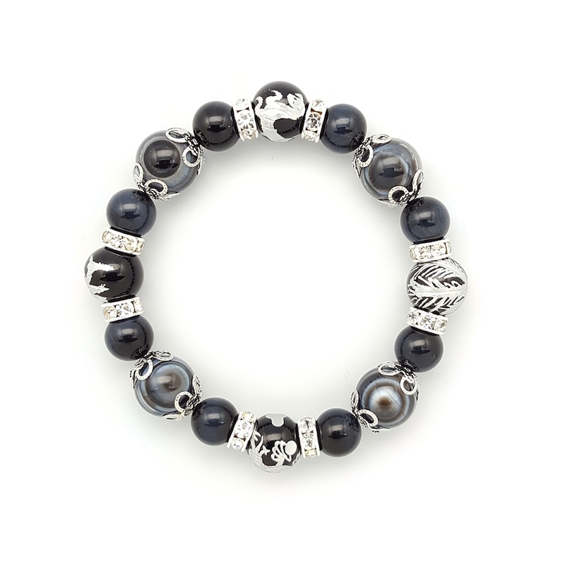 【日本白崎八幡宮】【四神獸銀藍虎眼石蛋龍力石手鍊】 