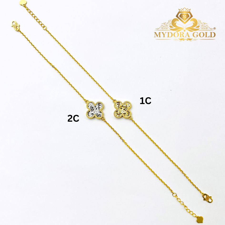 MYDORA Rantai Tangan Fesyen Sisik Clover l EMAS 916/22K