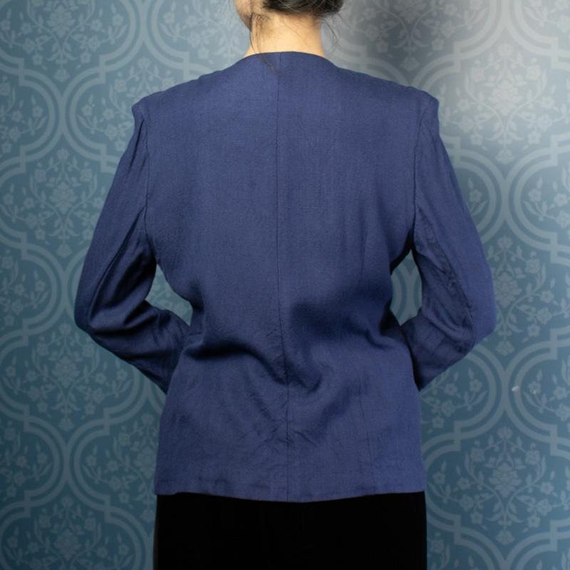 Vintage C.a. 1980-90s Marim Fashion Greyish Purple Side Button Blazer/Outer(FK099)