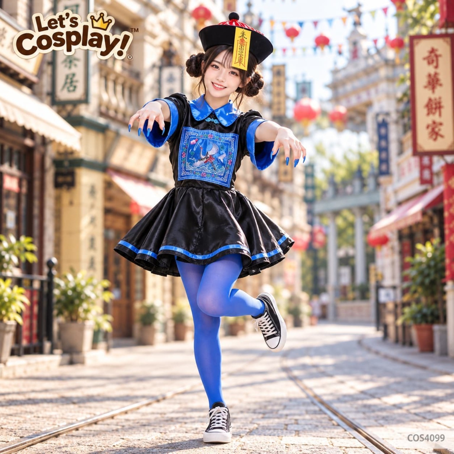 女成人中國殭屍萬聖節服裝｜中式殭屍連身裙符咒帽 Costume Halloween 情侶親子扮裝