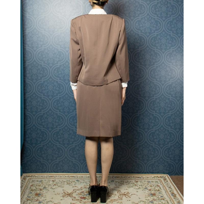 c.a.1980-1990s Choco Brown Scalloped Collar Blazer and Skirt Set - Skirt only(FH069)