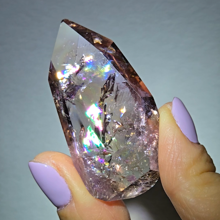 Ametrine pocket stone with rainbows - AME62