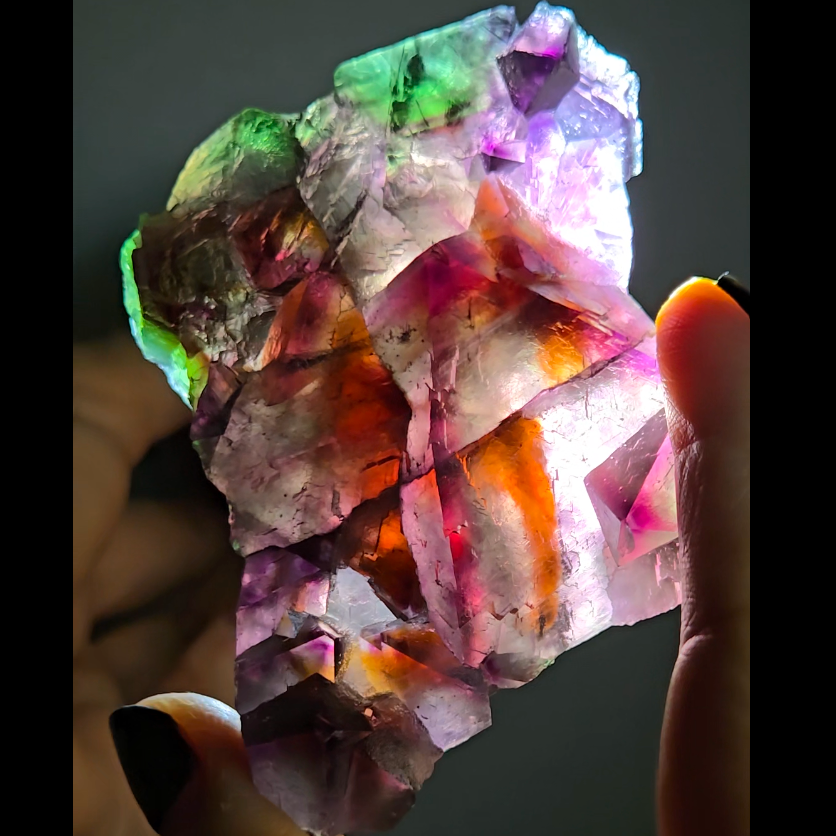 Red phantom octahedral fluorite from China - FL288