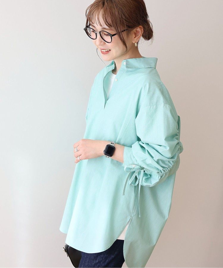 日本春裝預購 緞帶條紋襯衫