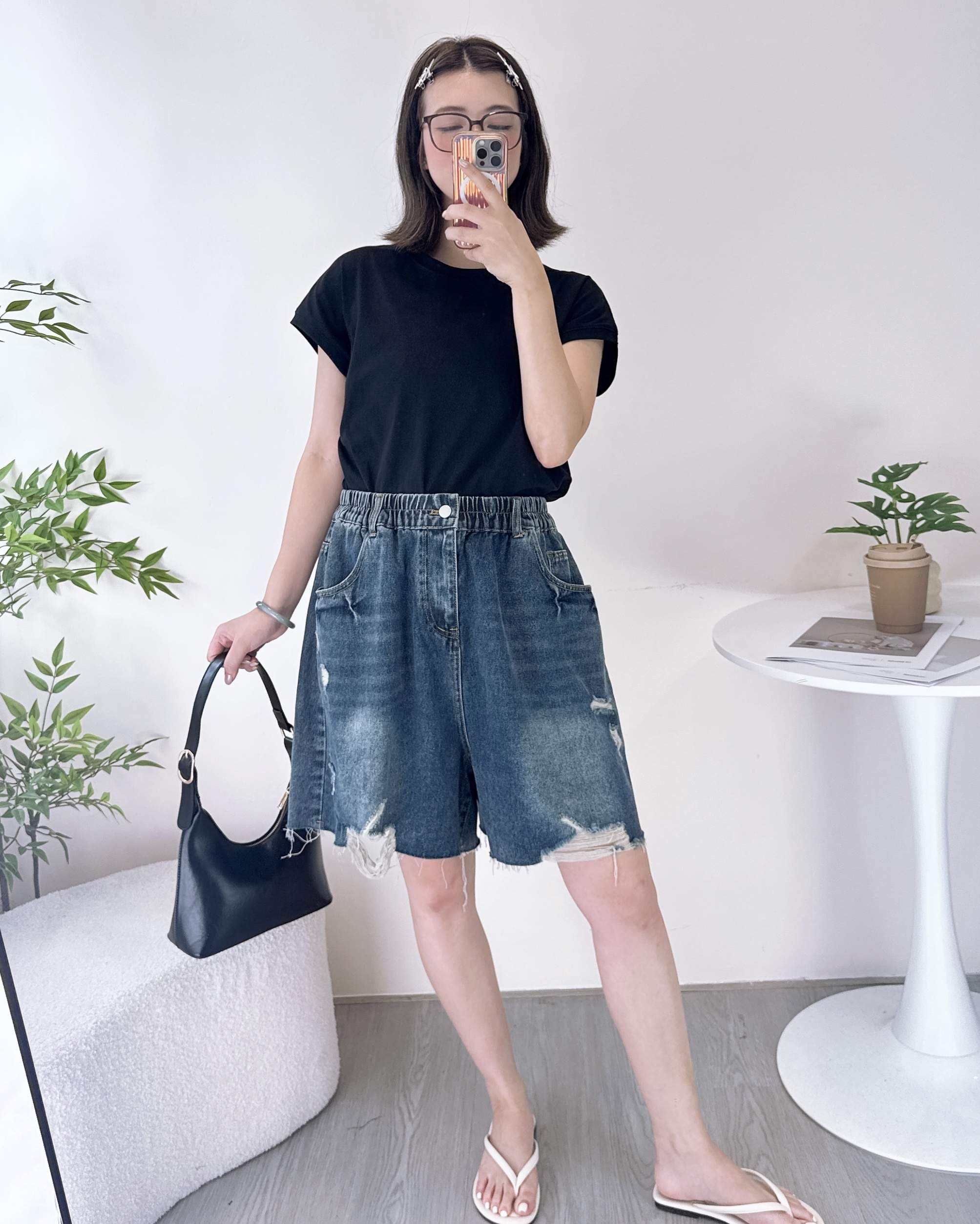 微爛五分牛仔短褲 2色