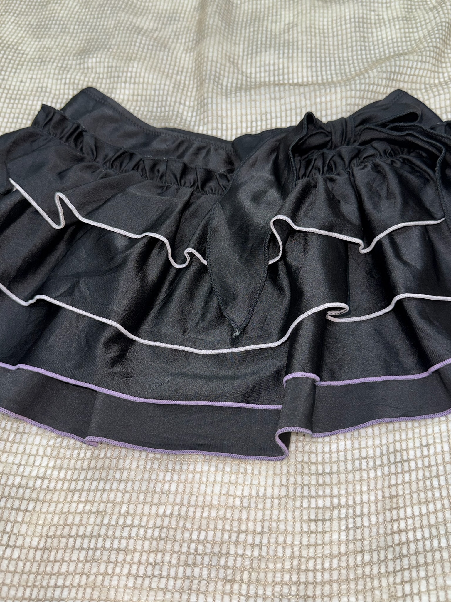Black Tiered Ruffle Mini Skirt with Bow