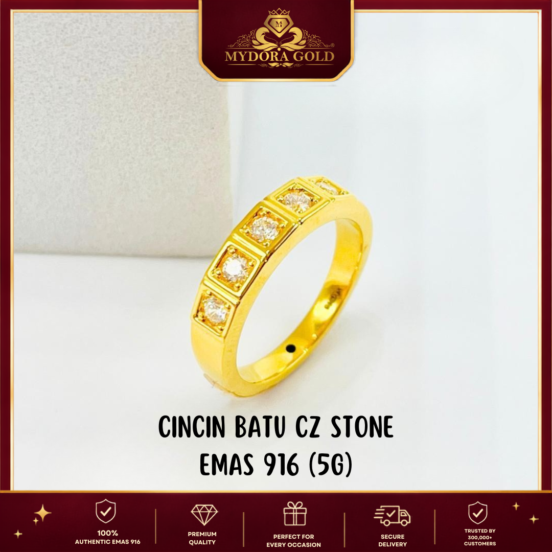 MYDORA Cincin Batu CZ Stone (5G) l EMAS 916/22K