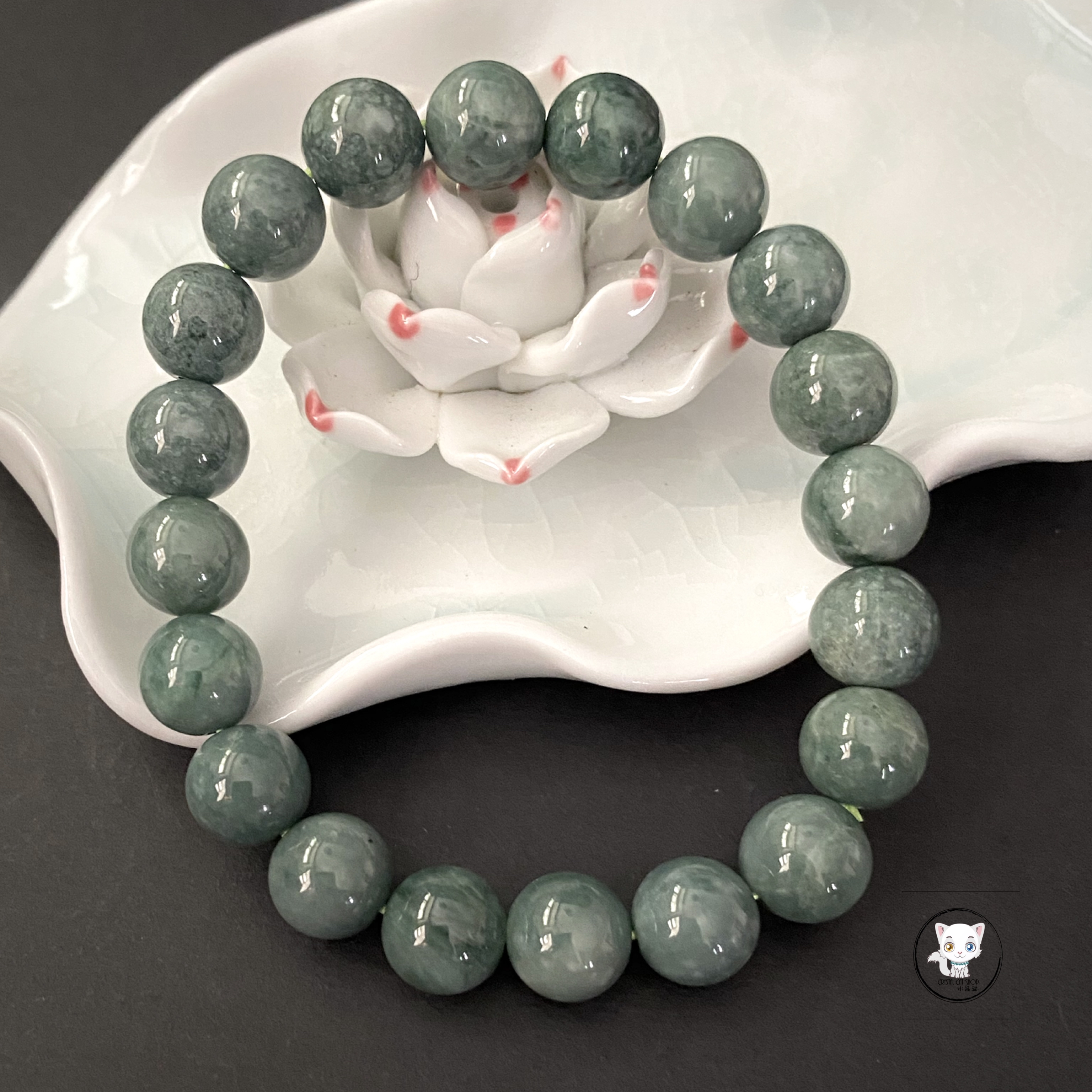 危地馬拉藍水翡翠手鏈 10mm