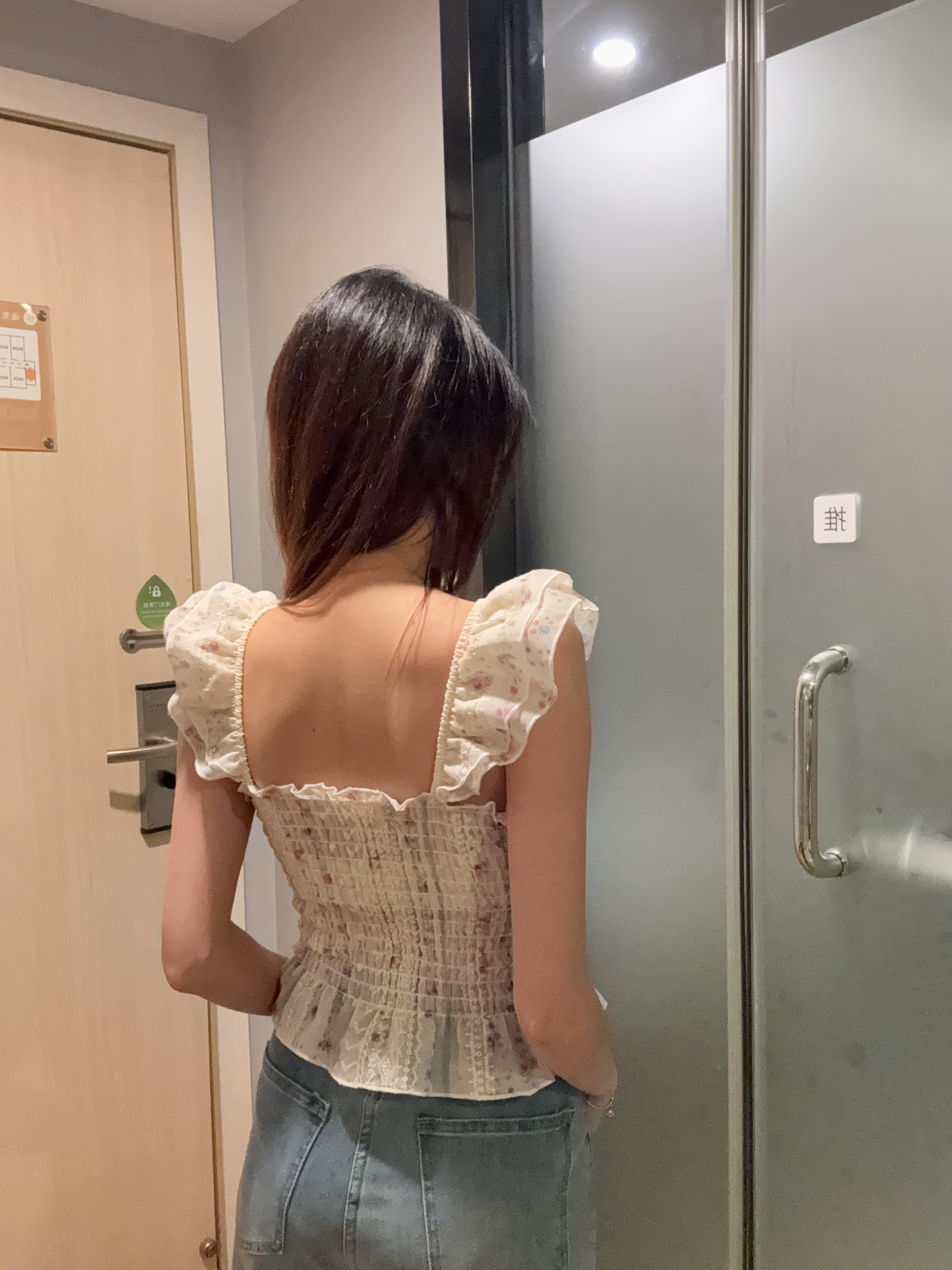 复古田园风碎花飞袖背心上衣R3003