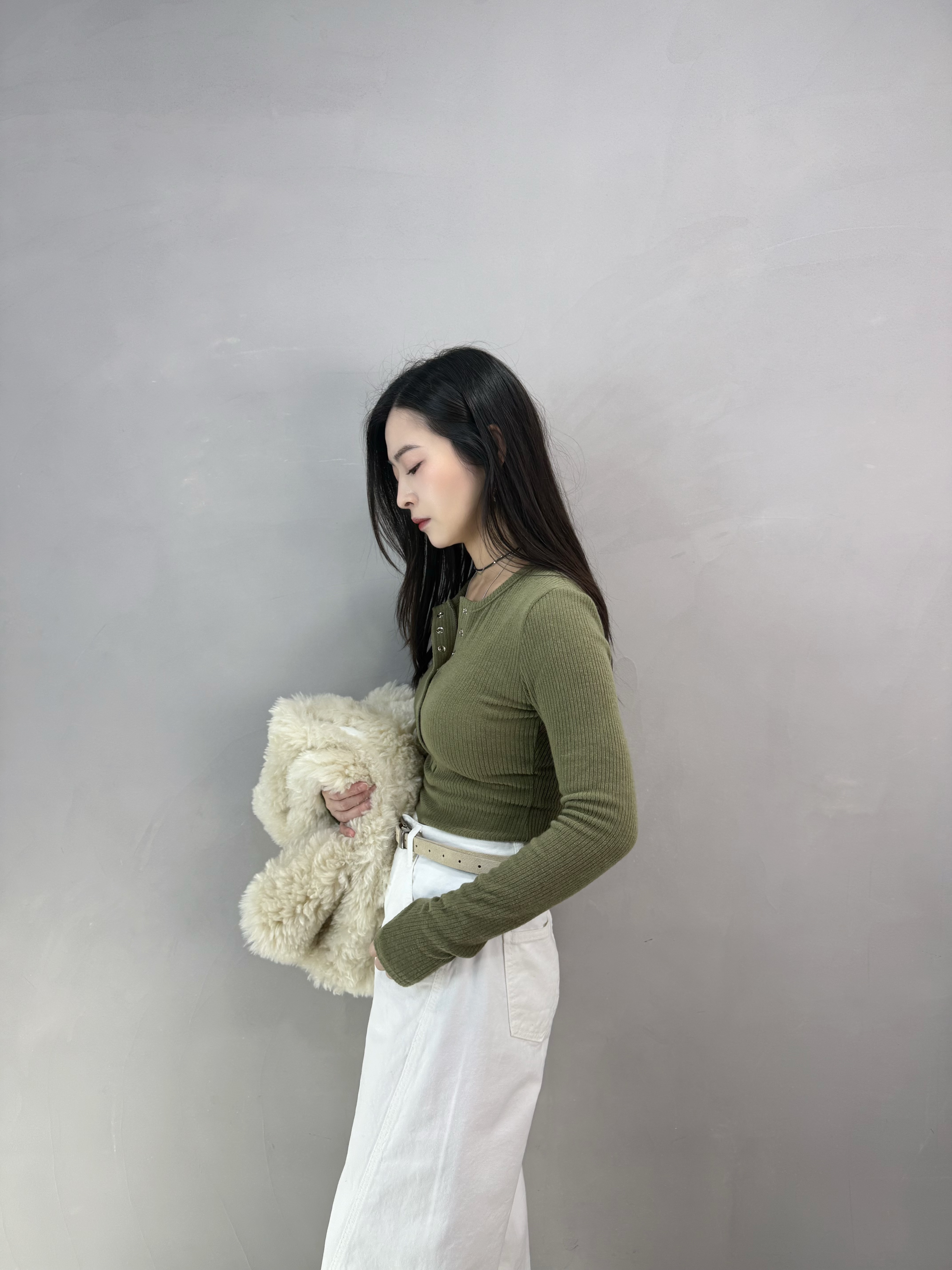 F66 啪鈕暗紋超彈Tee