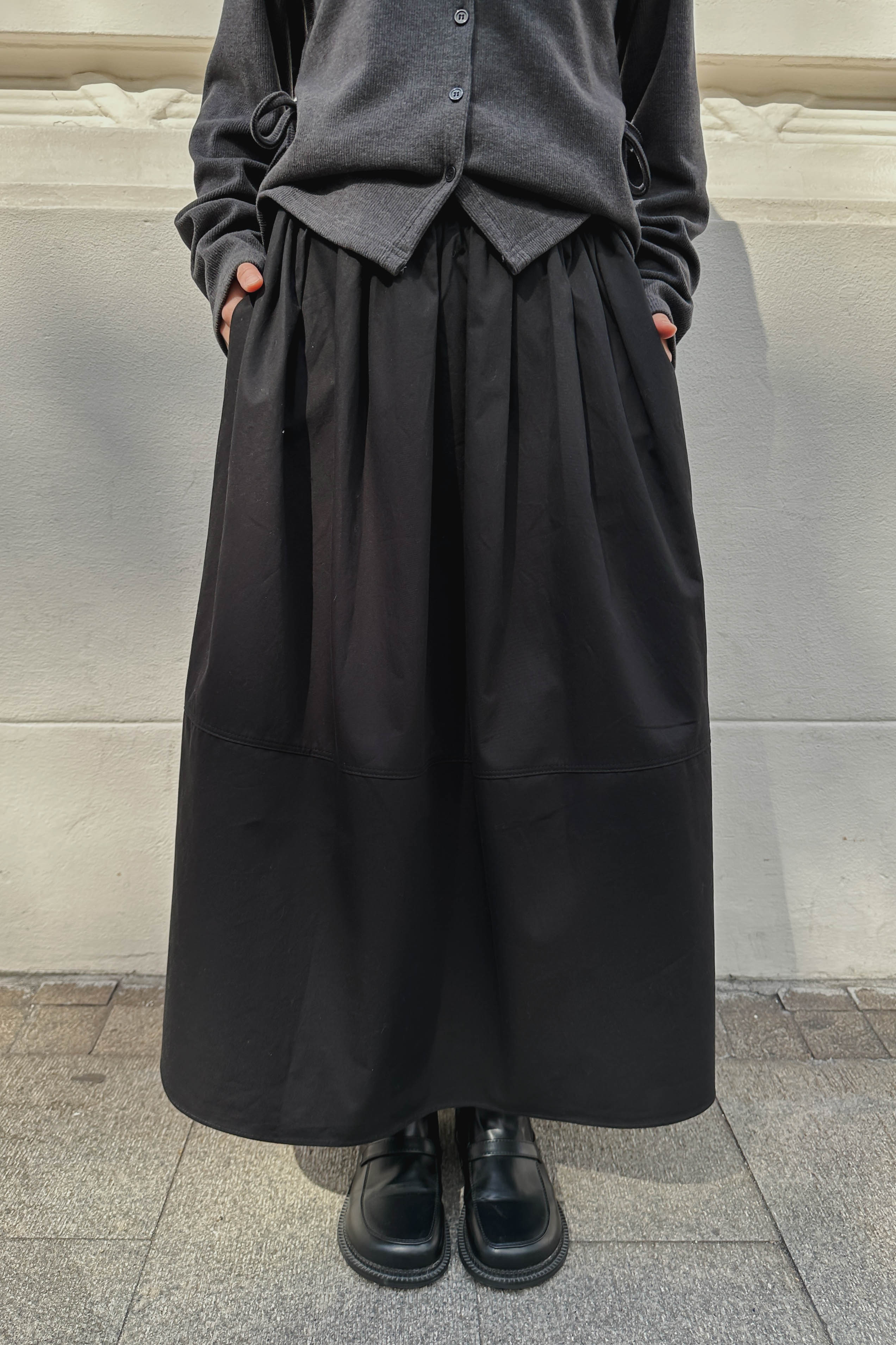 四季ok! 設計師日系八分皺褶裙 (兩色入)