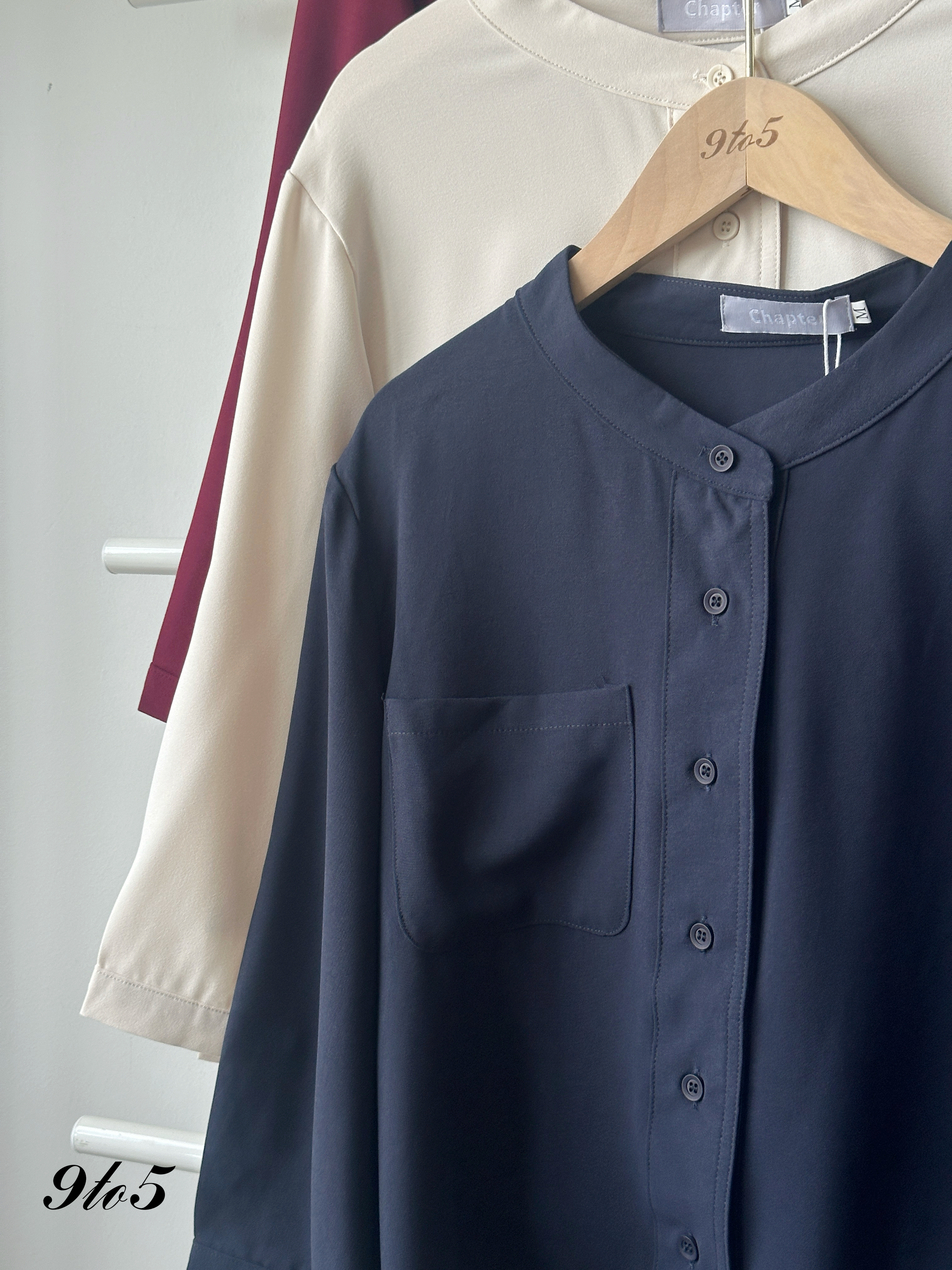 T4185 Band Collar Shirt - 3 Colors 