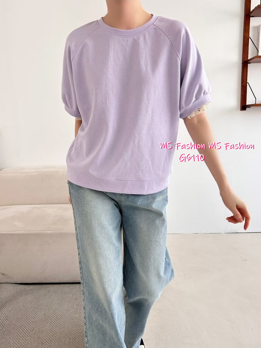 G6110 韓國🇰🇷拼波點ruffle袖top