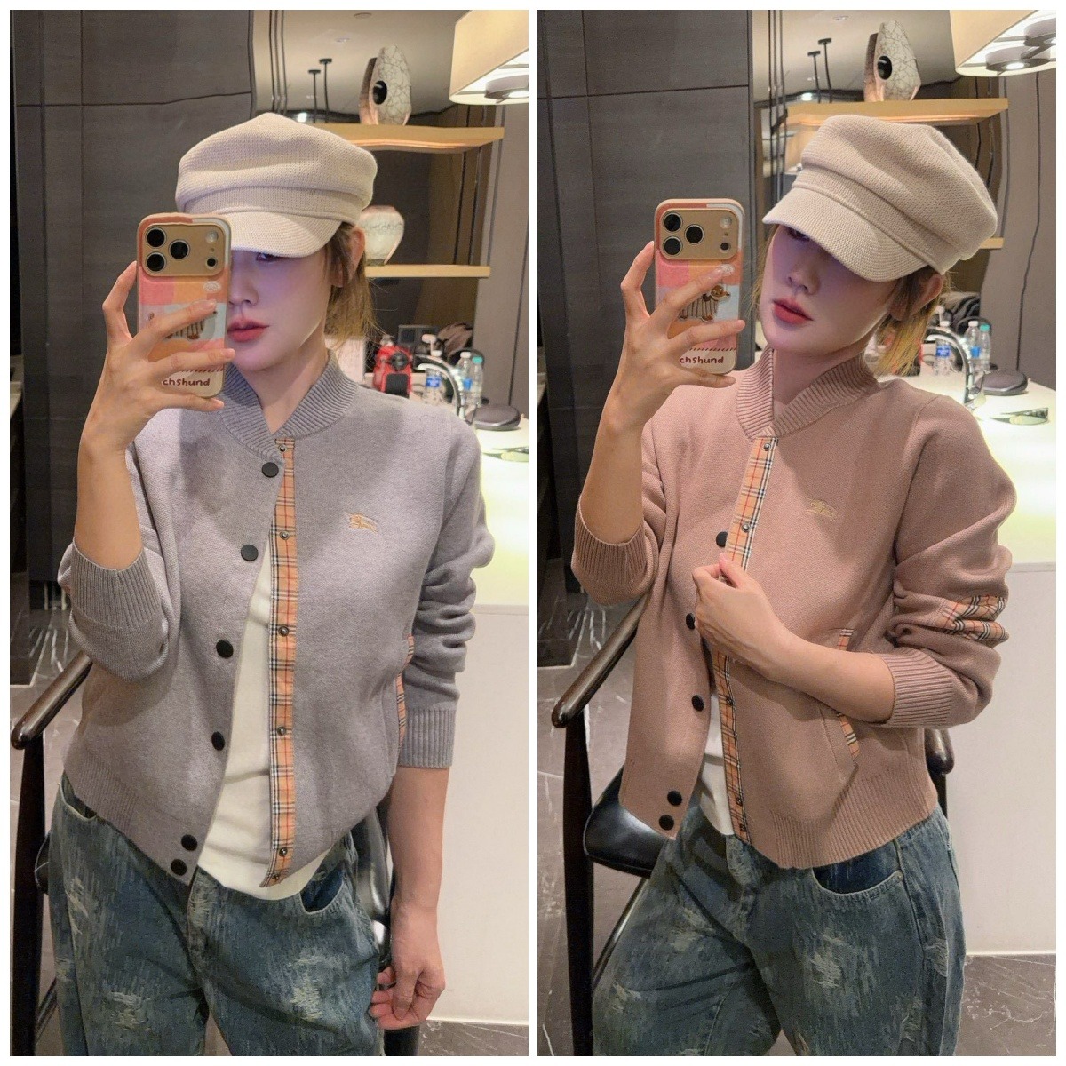 Burberry 經典戰馬刺繡棒球領開襟冷衫