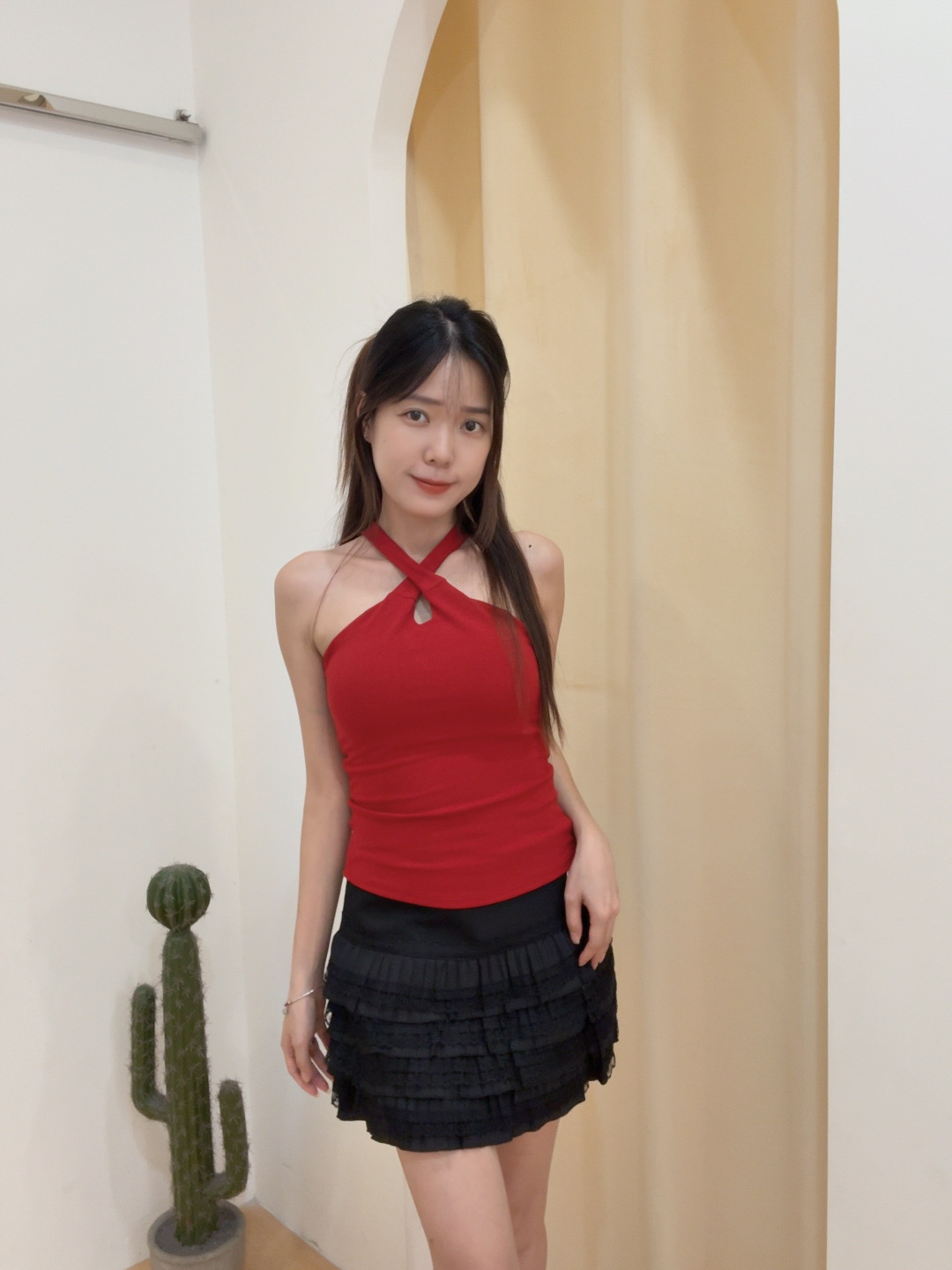 交叉挂脖美背背心 R2968