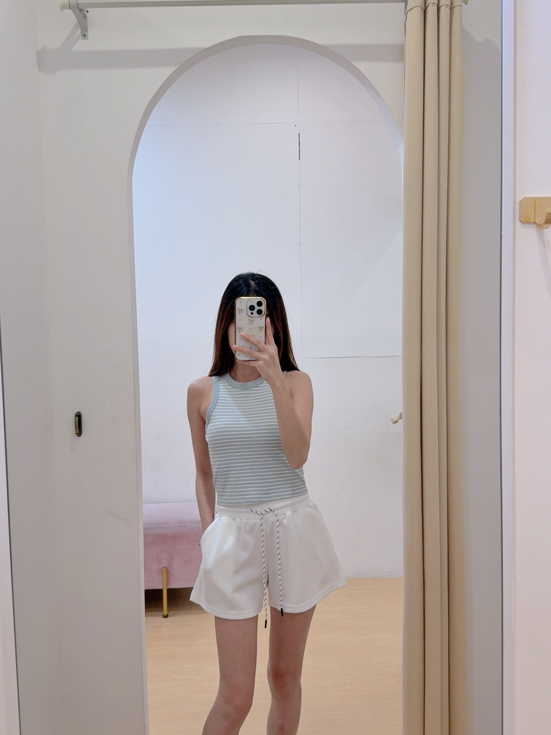 撞色条纹针织背心R2475