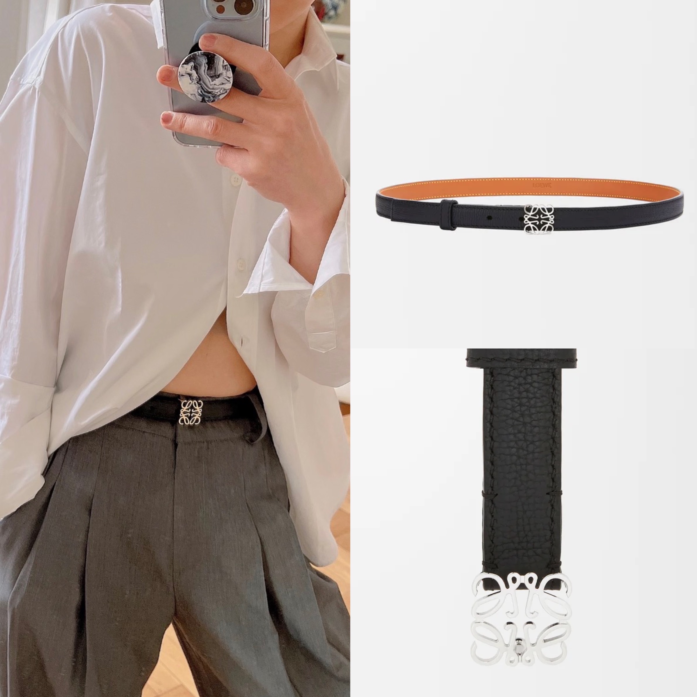 折扣✨訂貨📮Loewe經典款Anagram 2cm belt 黑銀 size 70/75/80/85/90