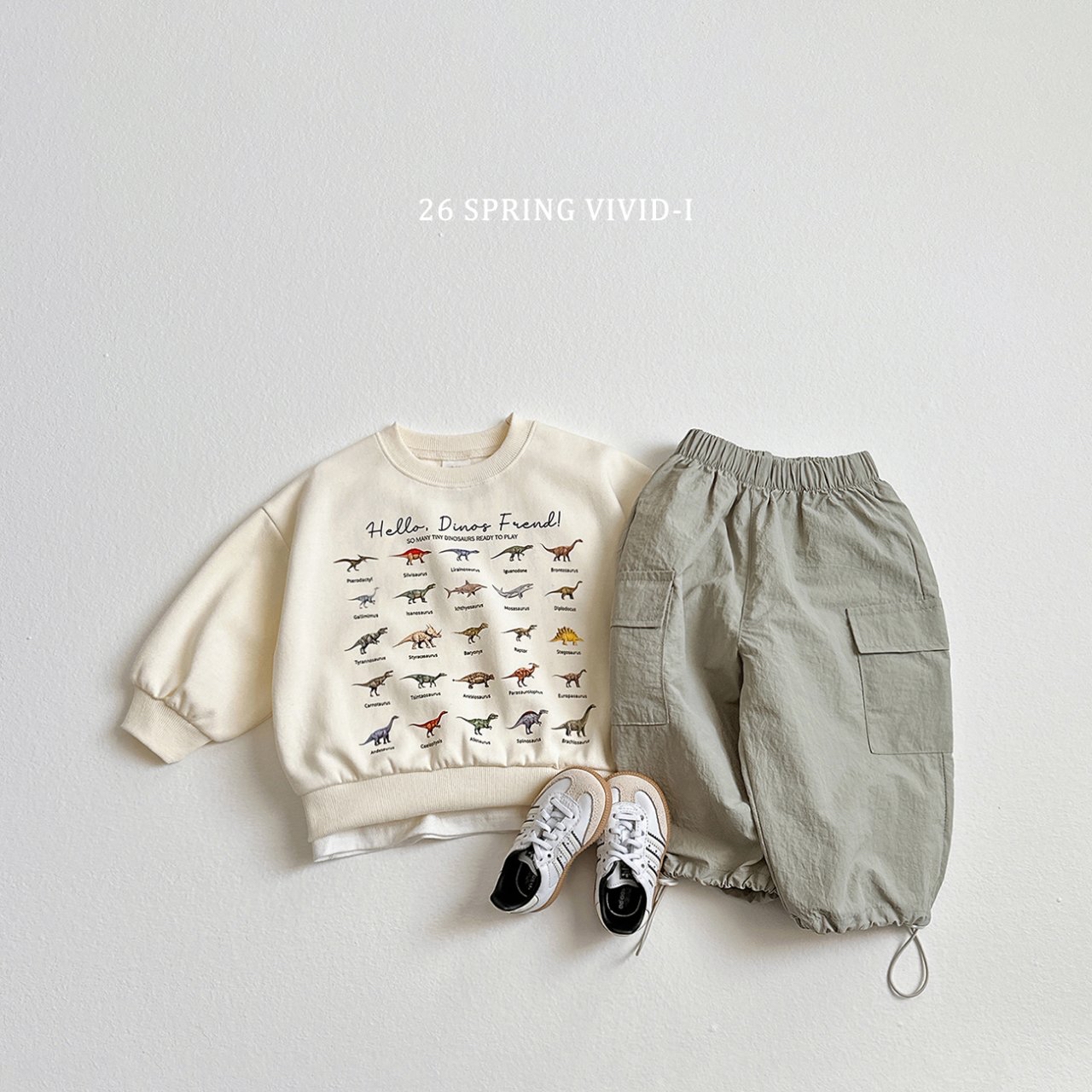 🌸預訂 韓國直送🌸🇰🇷VIVIDI三色迷你恐龍印花寬鬆衛衣