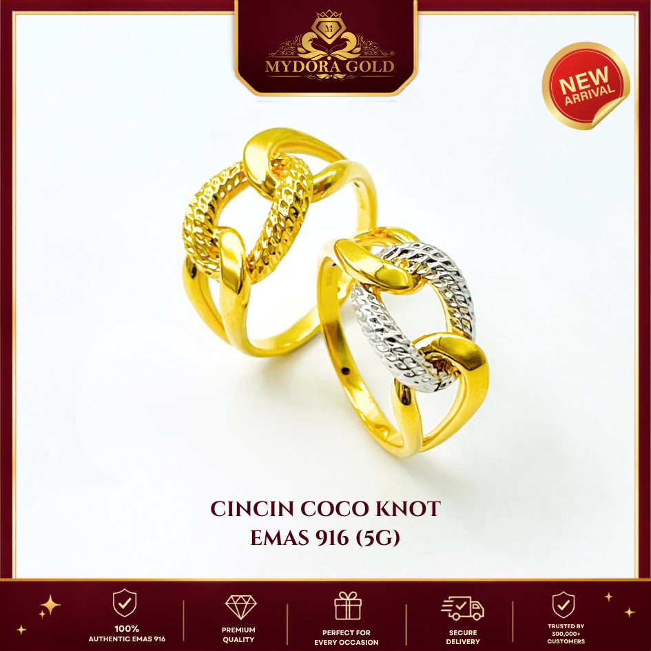 MYDORA Emas 916 Cincin Coco Knot (5G) l EMAS 916/22K