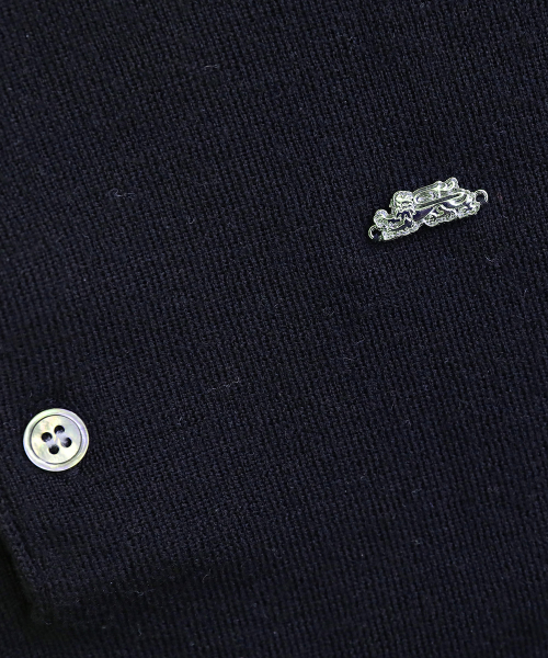 Fine Merino Wool Knit Henley Neck - Navy