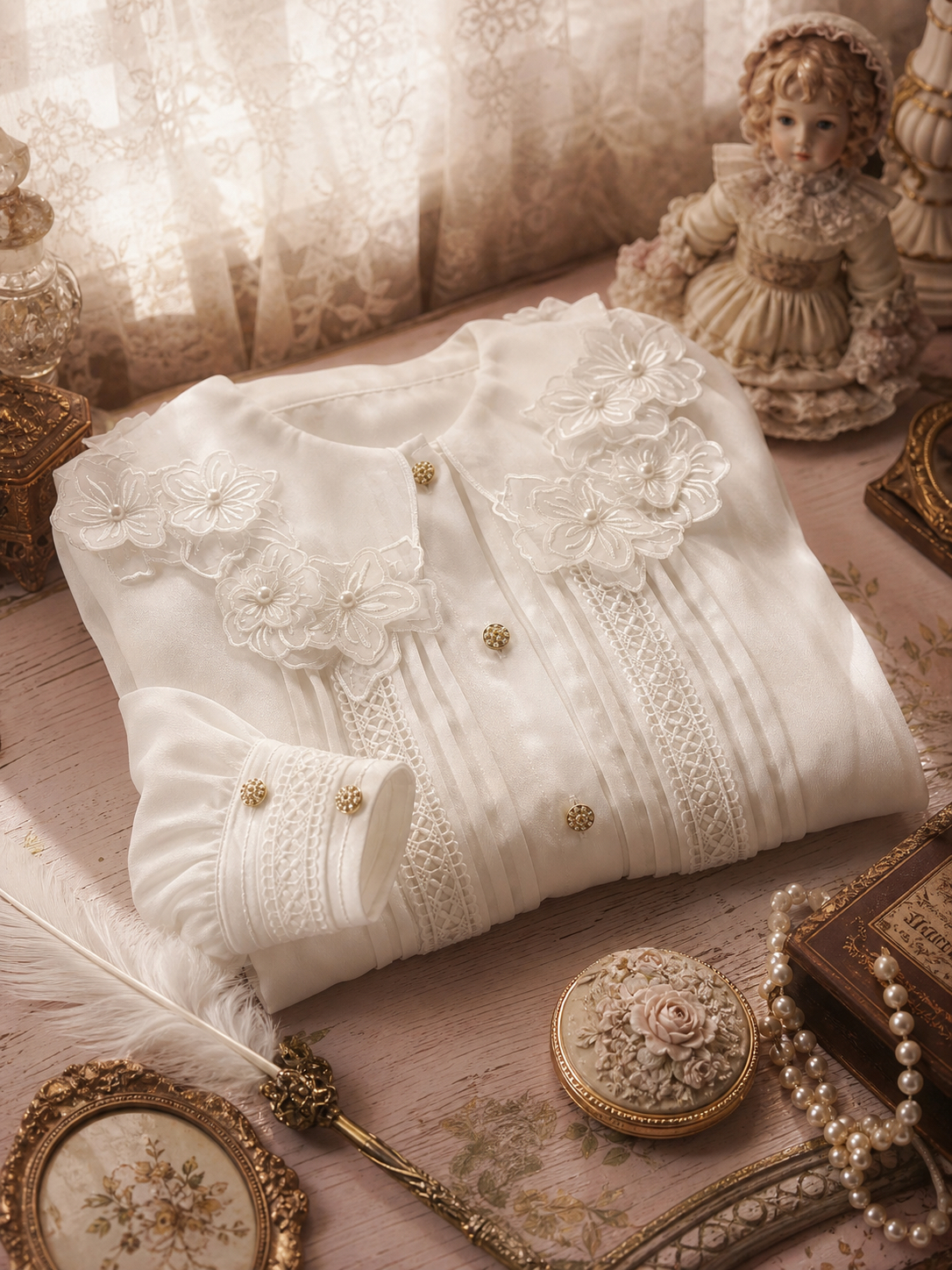 維多利亞立體花瓣柯根紗公主禮服 Victorian Ethereal Petal Organza Gown