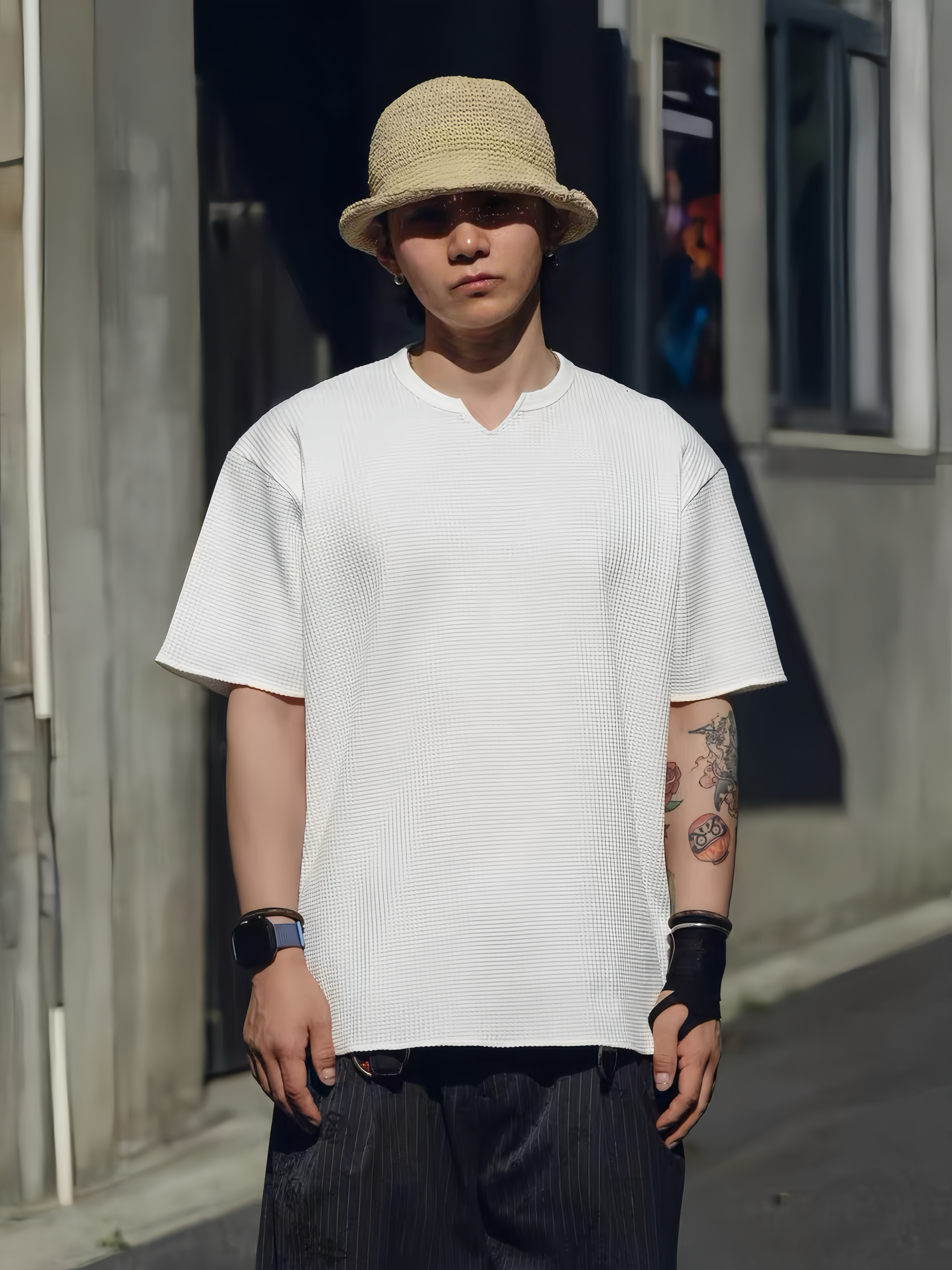 華夫格V領Tee-PC5218