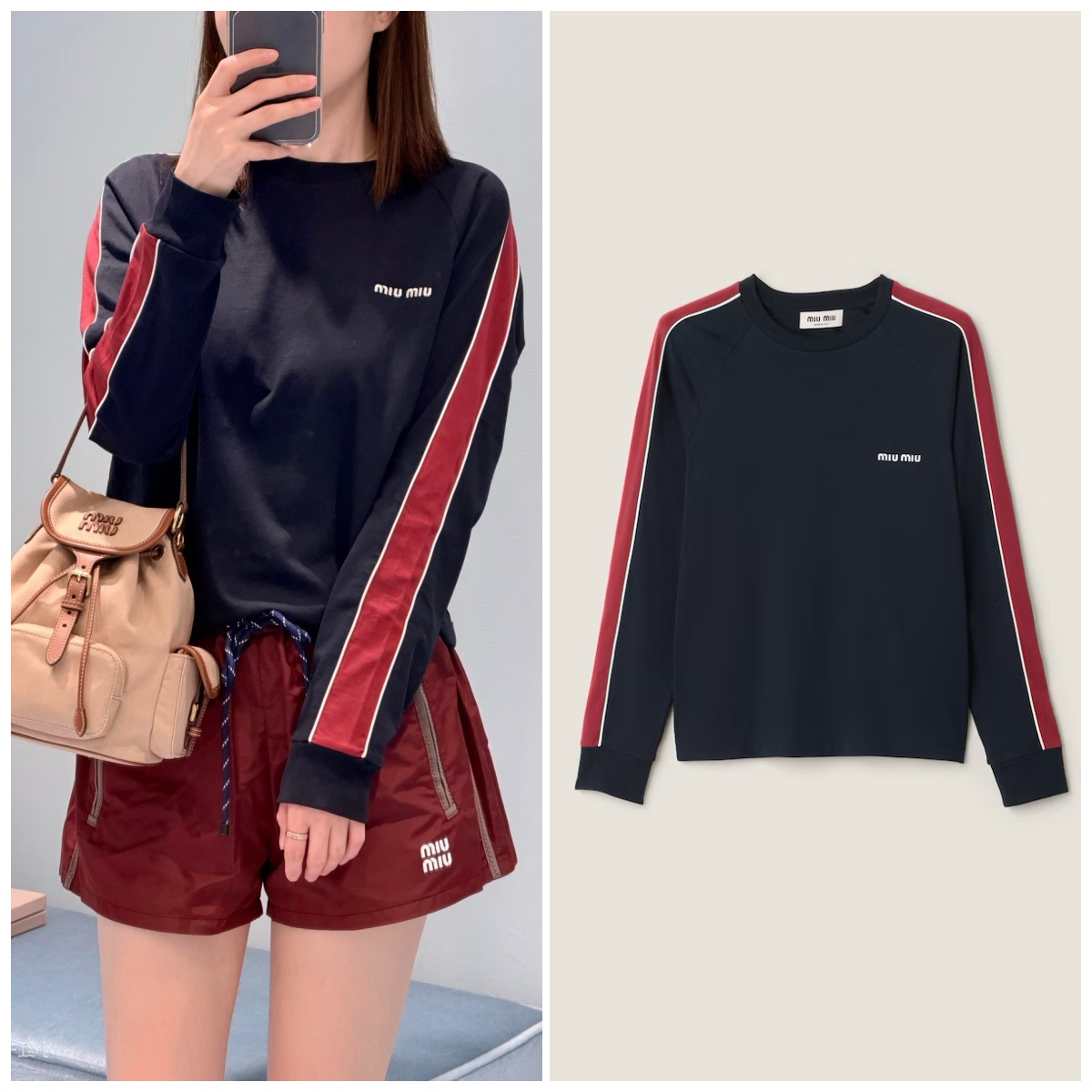 Miu Miu Long-sleeve cotton jersey T-shirt