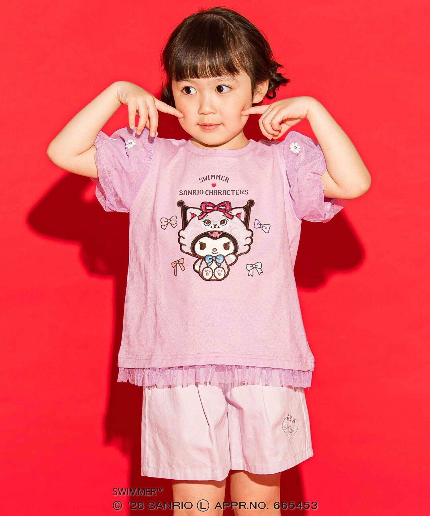 🇯🇵預訂 日本直送🇯🇵Slap Slip x Swimmer x Sanrio系列三色人物刺繡貼花薄紗泡泡袖上衣