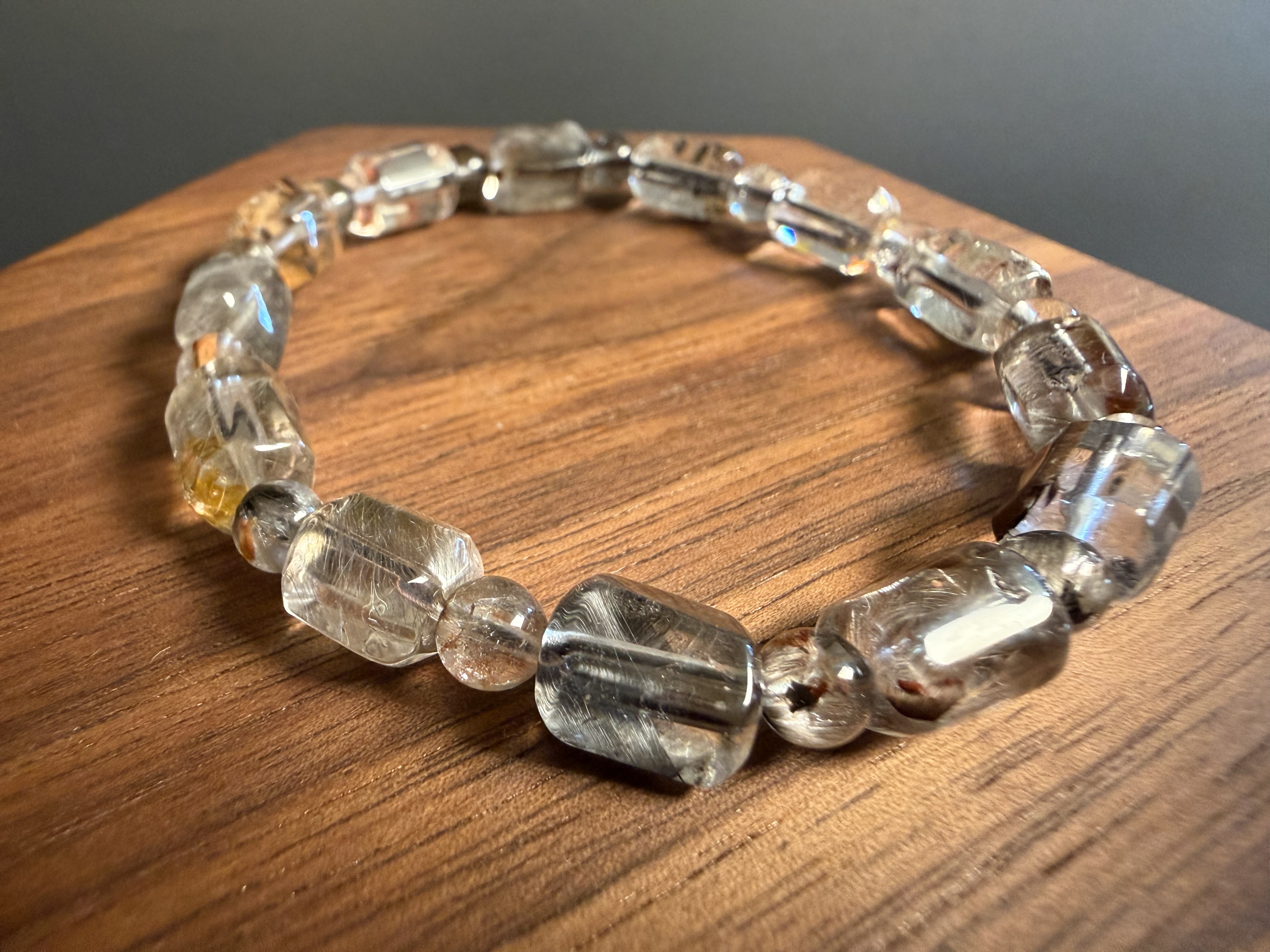 黑銀鈦隨形手串｜Black Silver Quartz Bracelet｜約7mm