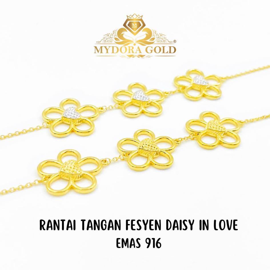 MYDORA Rantai Tangan Fesyen Daisy in Love l EMAS 916/22K