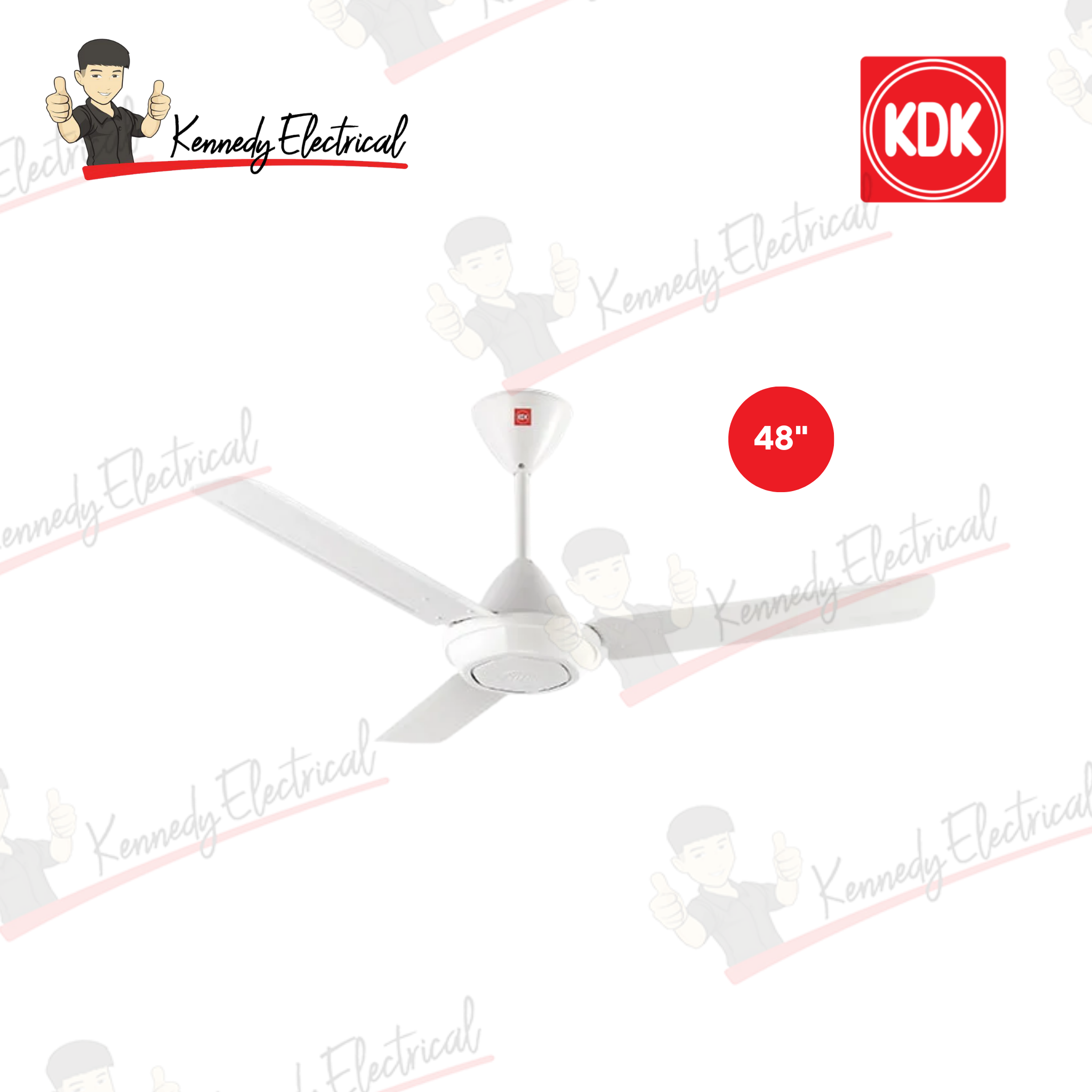 KDK 48" Ceiling Fan 3-Blade Regulator White (K12V0)