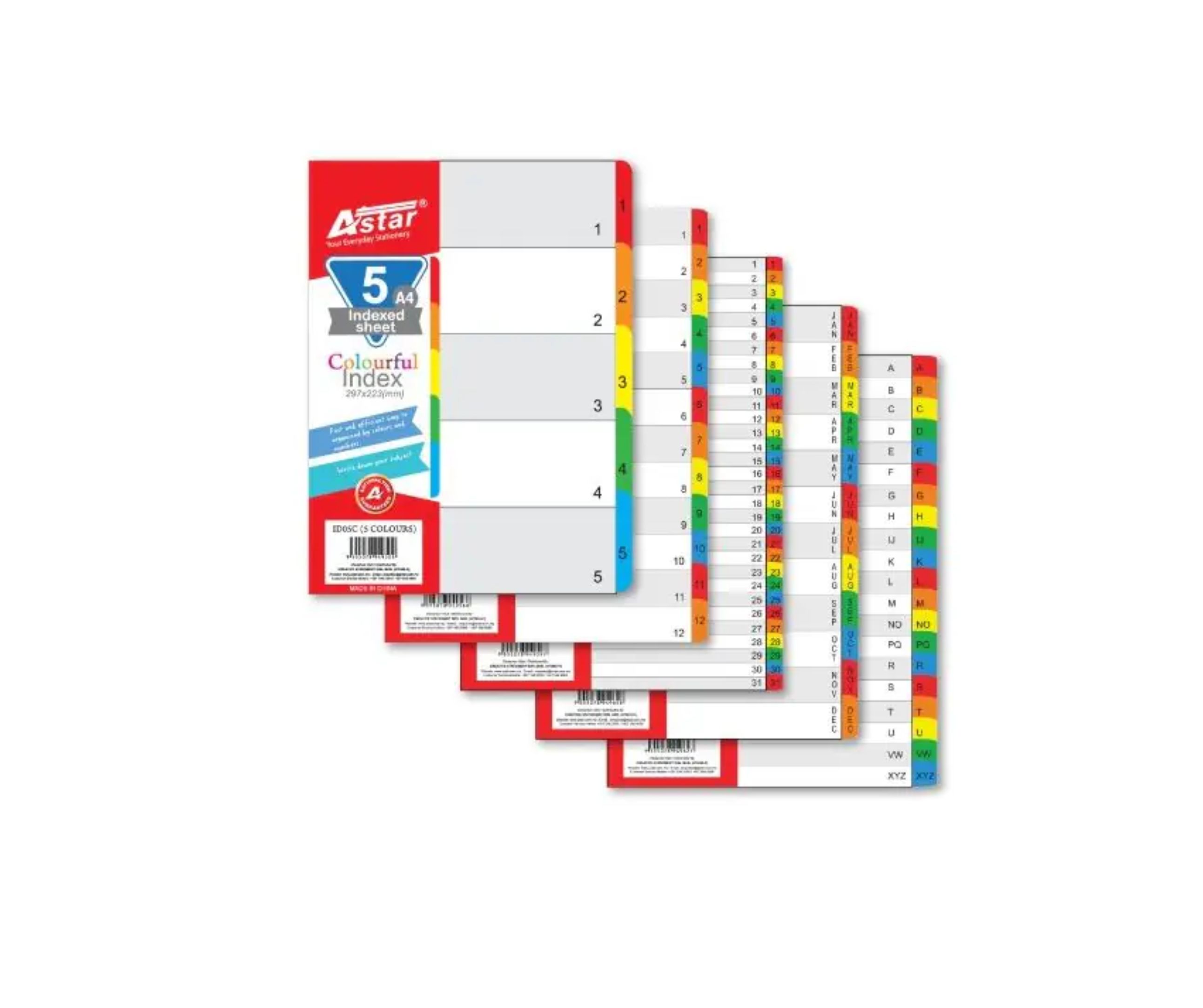Index Divider/Astar/Colourful/Pembahagi Indeks Berwarna/A4