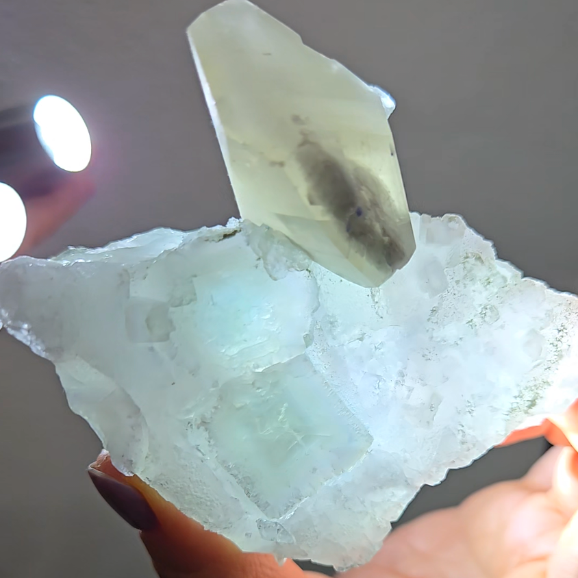 Fluorite with rainbow pagoda calcite - FL353