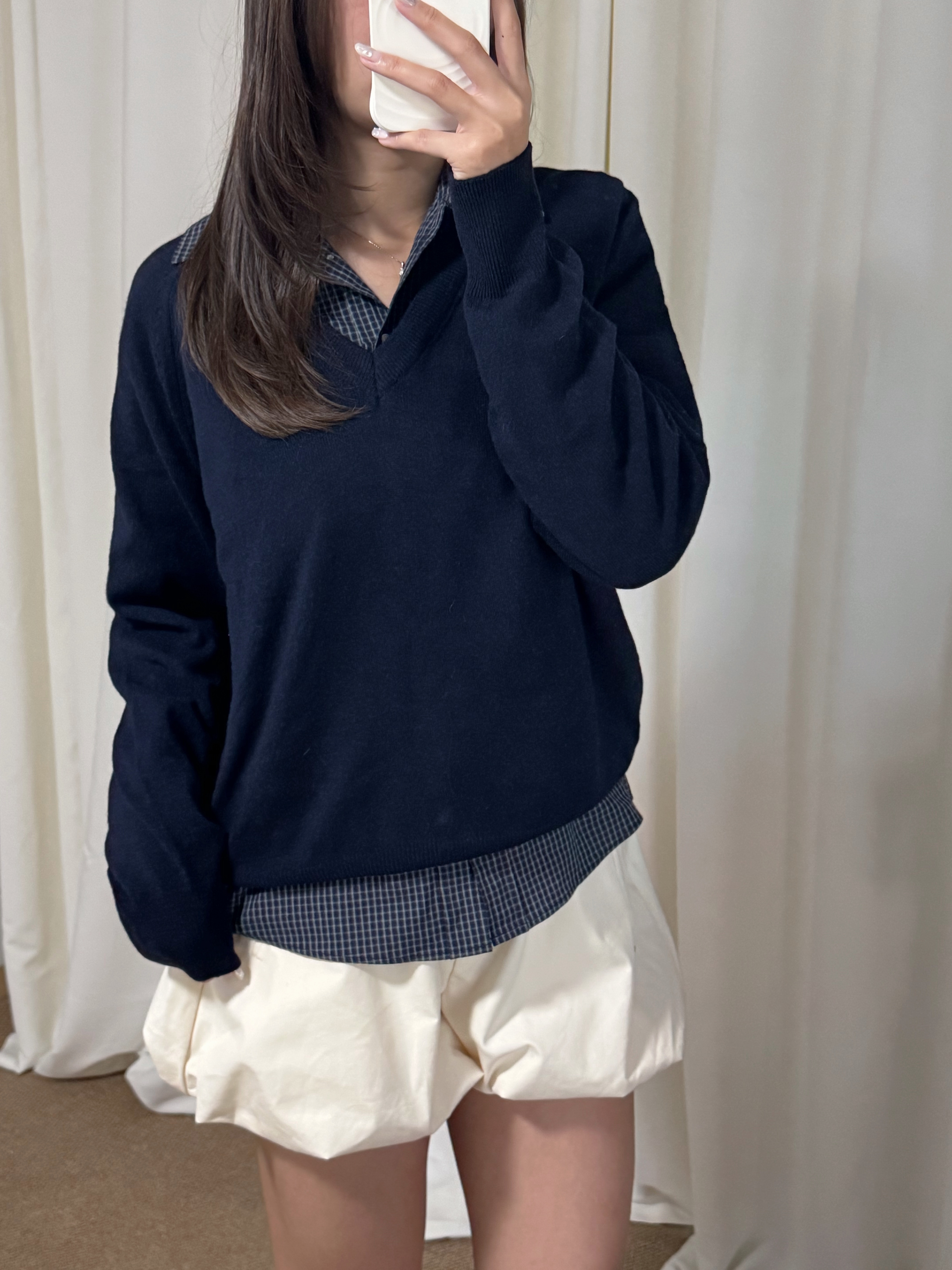 百搭羊毛V領針織上衣(五色入)