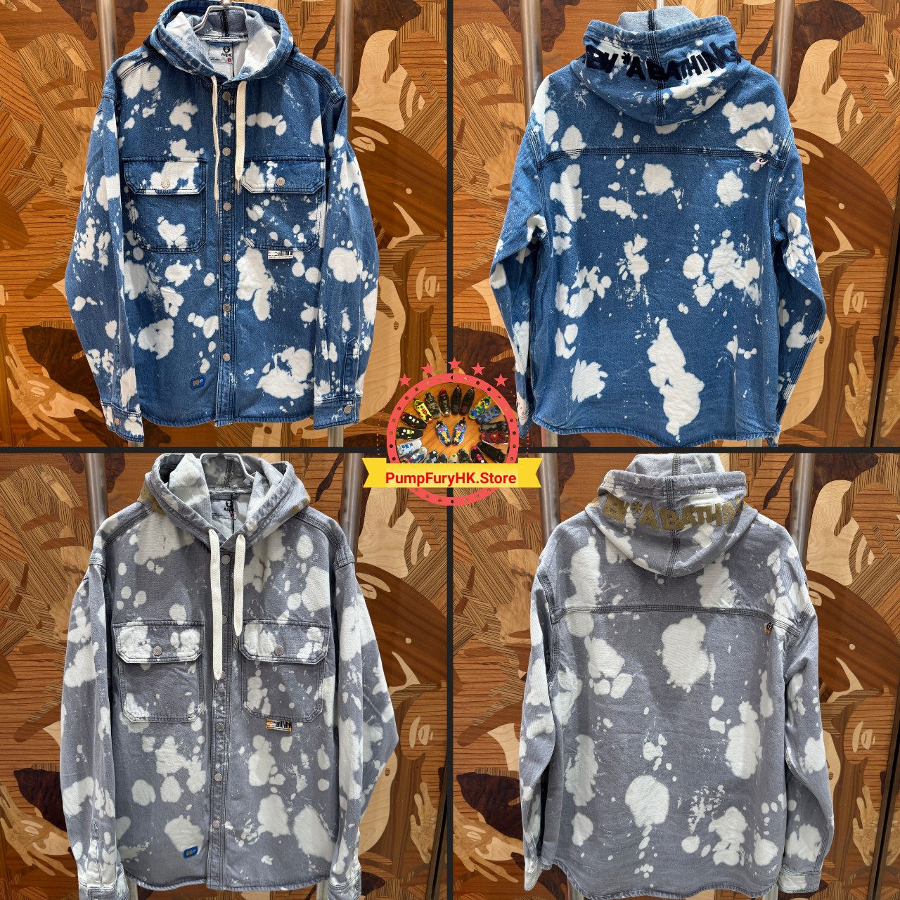 AAPE AAPEUNVS splatter printed hooded long sleeve shirt (8571)