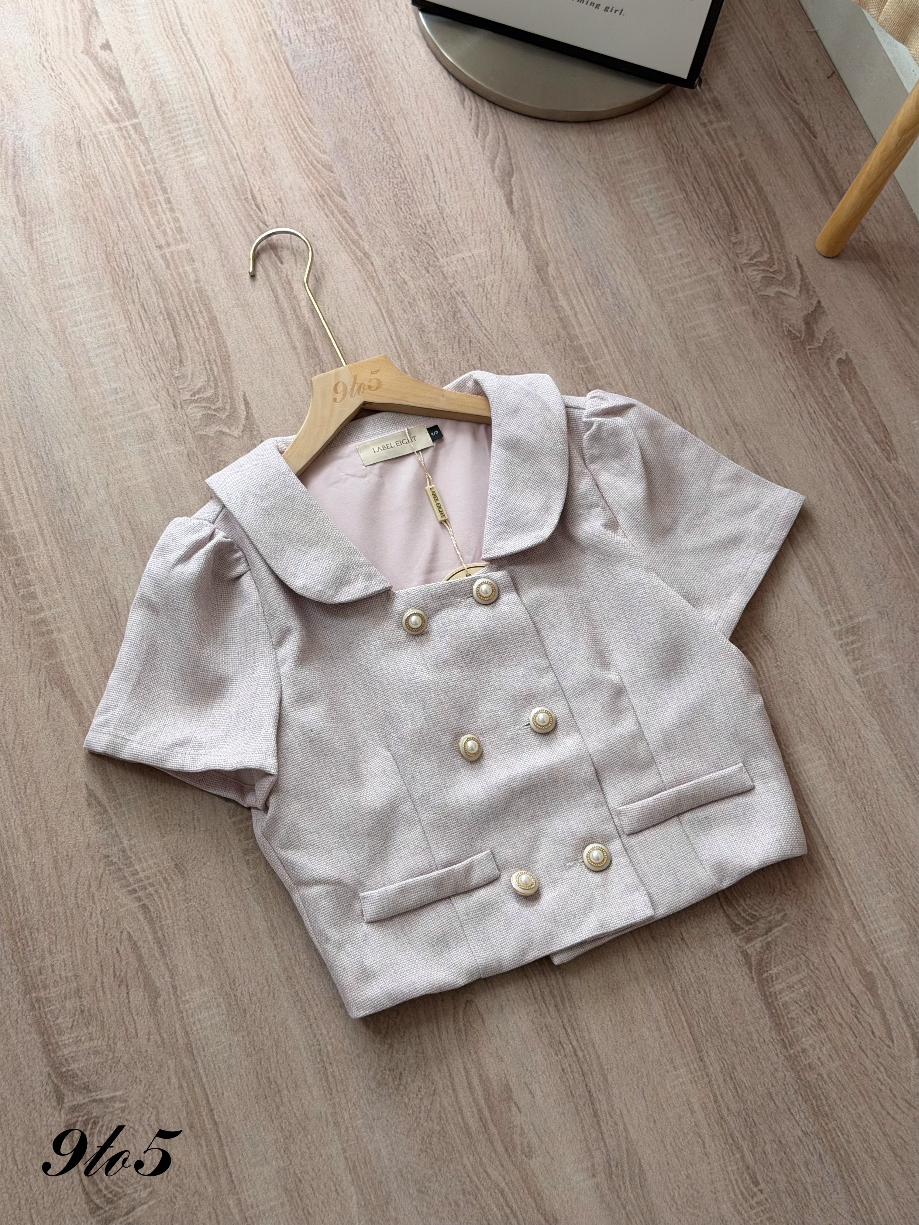 T4529 Puff Sleeve Tweed Blouse - 3 Colors 