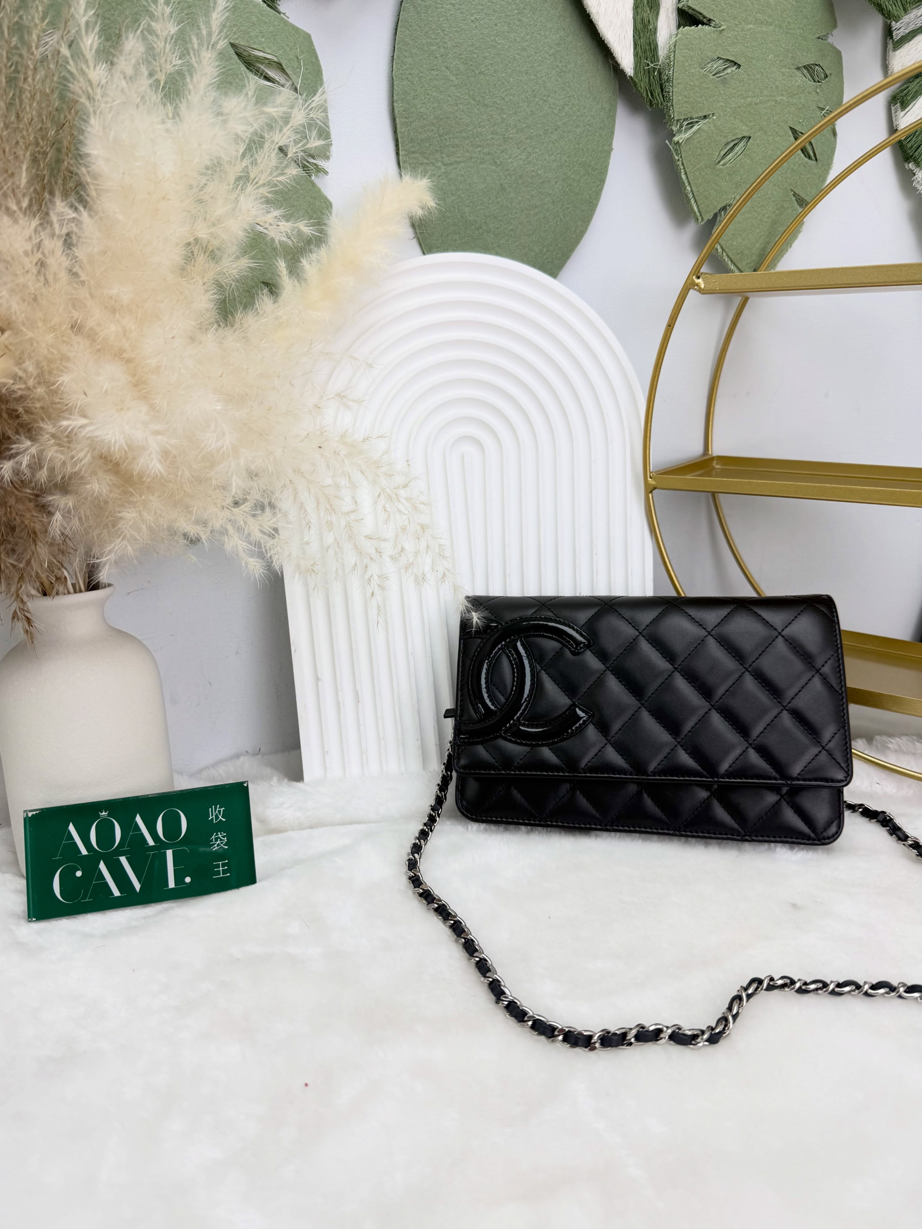 Chanel👜 PRE OWNED 🛍️Ligne Cambon WOC 黑色14開 有卡 有塵袋🖤