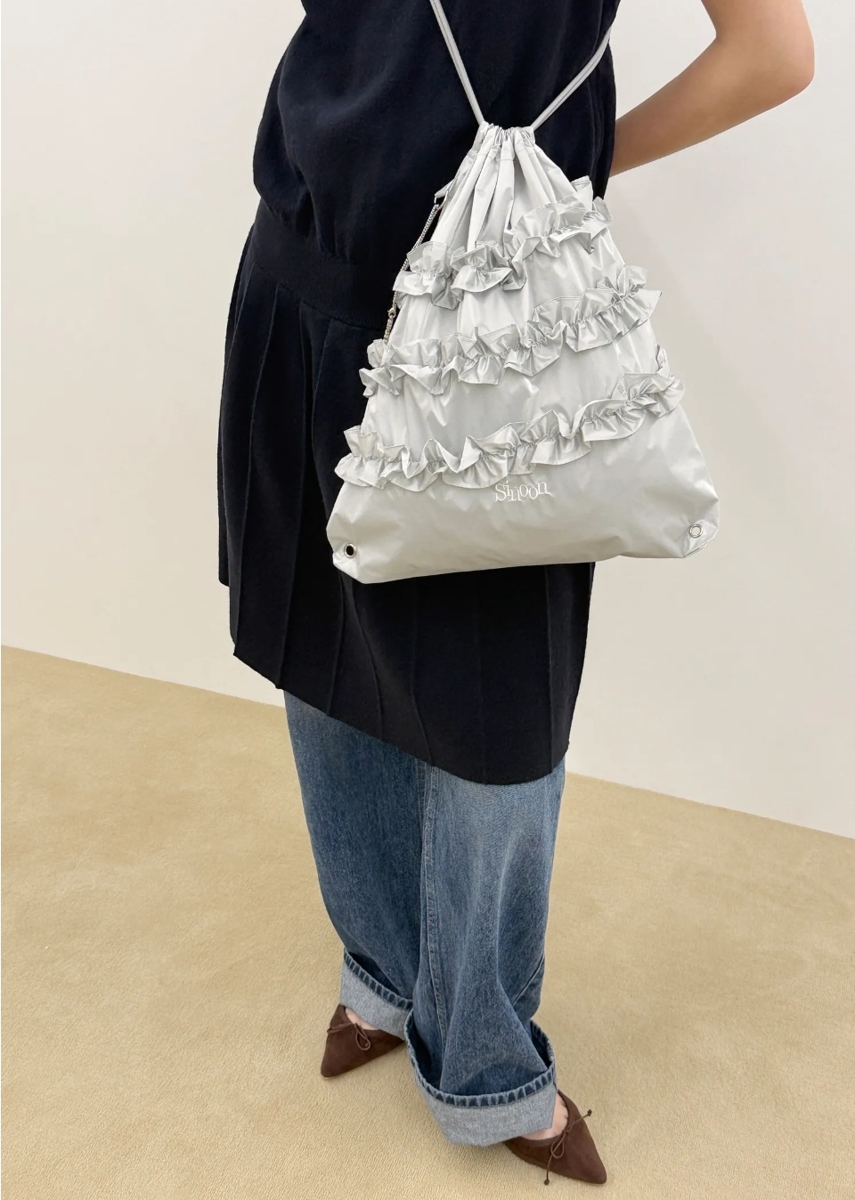SINOON Ruffle String Bag